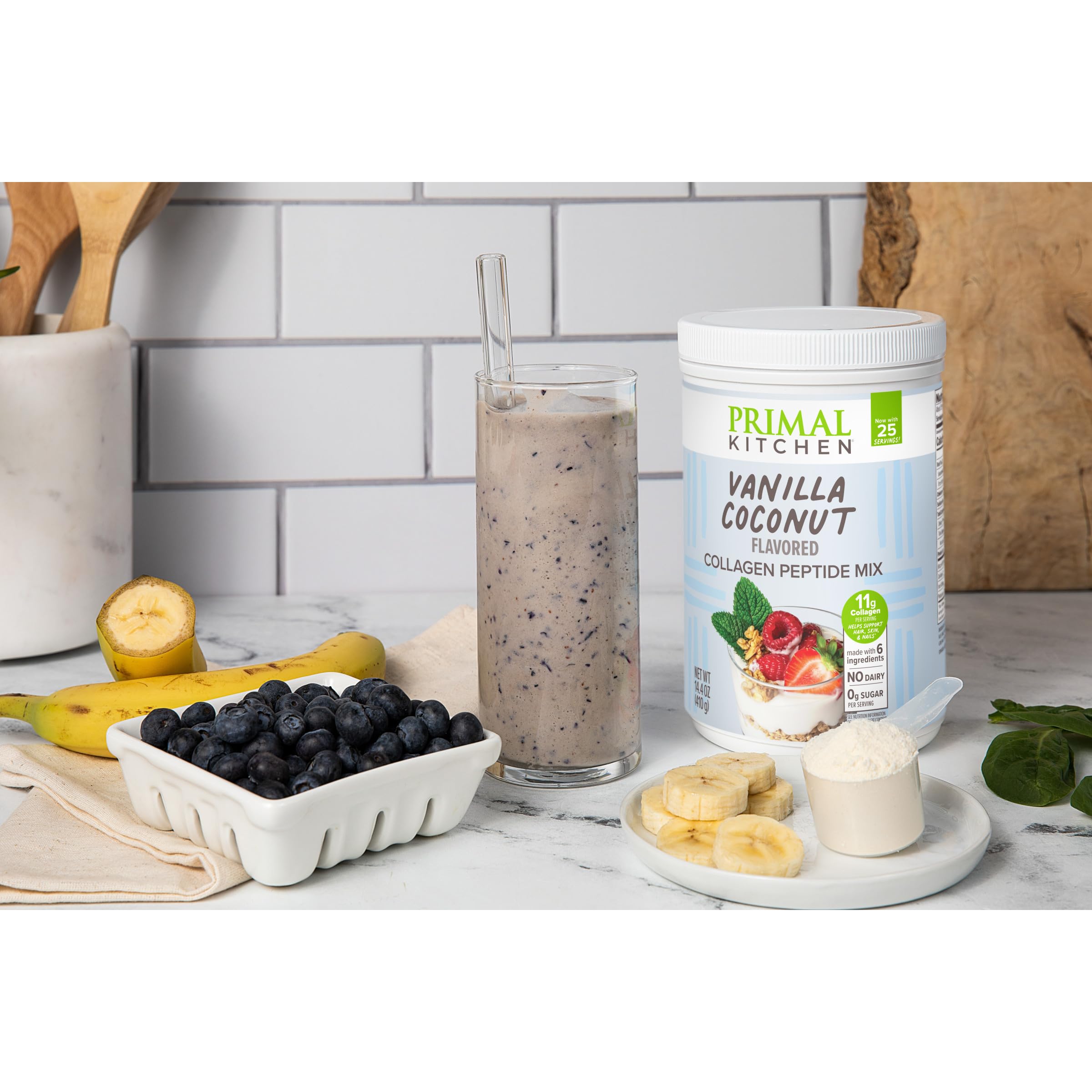 Primal Kitchen Vanilla Collagen Fuel® Drink Mix, Vanilla Coconut Collagen Peptides, No Dairy or Artificial Sweeteners, 14.4 Ounces