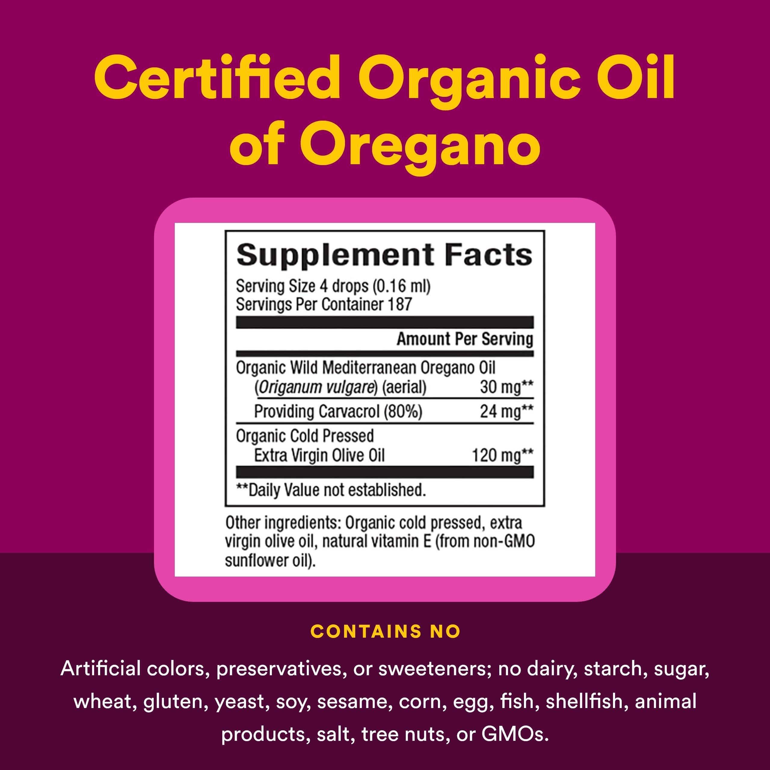 Natural Factors Oil of Oregano - Liquid Antioxidant Support Supplement for Immune Support - Easy Swallow Health Supplement with Non-GMO & Gluten-Free Formula - 3.25 fl oz
