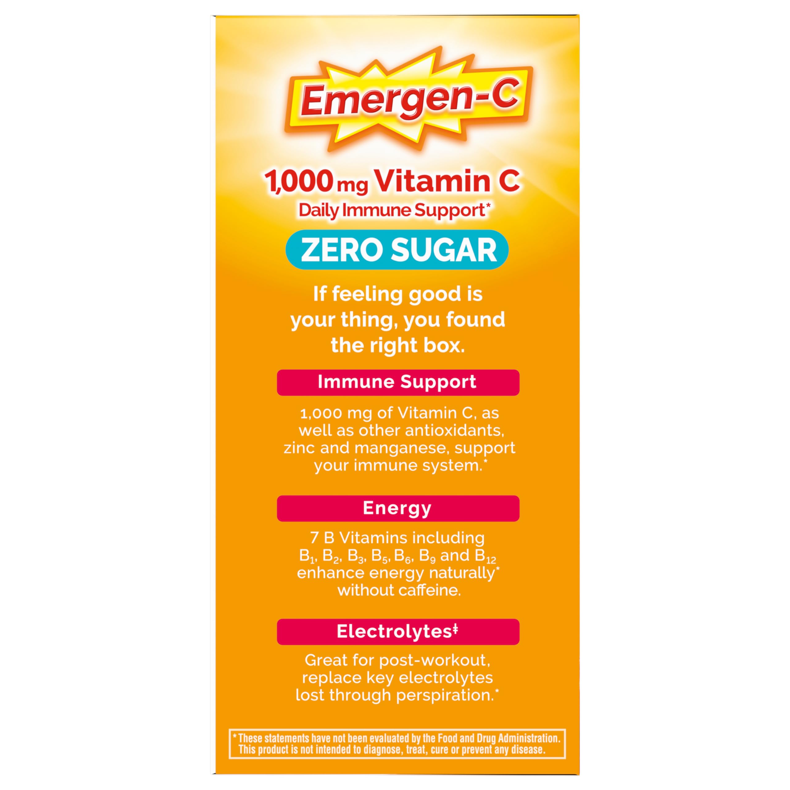 Emergen-C Zero Sugar 1000 mg Vitamin C Powder for Daily Immune Support Caffeine Free Vitamin C Supplements with Zinc & Manganese,B Vitamins&Electrolytes, Raspberry Lemonade Flavor 36 Count(Pack of 2)