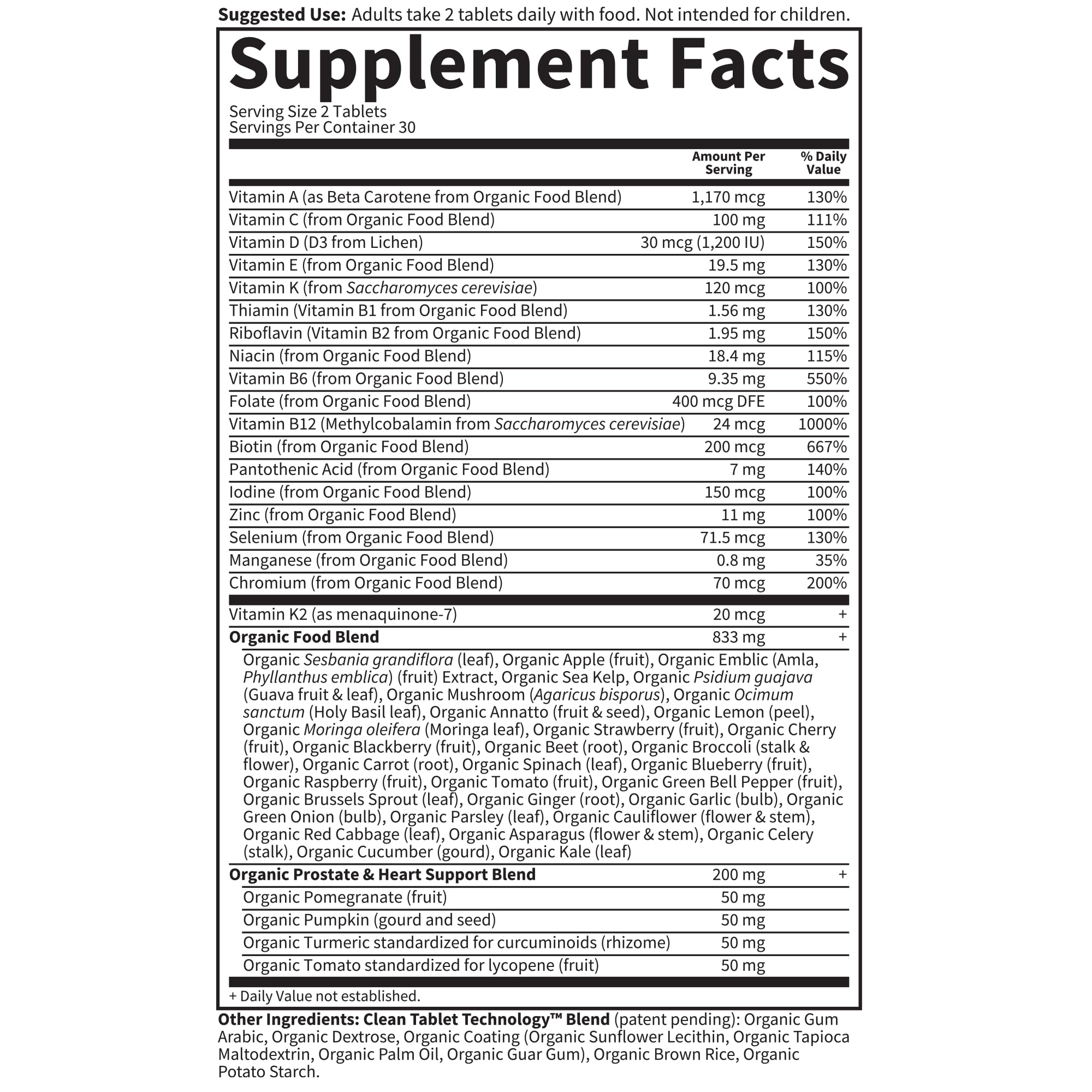 Garden of Life Organics Whole Food Multivitamin for Men 40+, 60 Tablets, Vegan Mens Multi for Health, Well-Being Certified Organic Whole Food Vitamins, Minerals for Men Over 40, Mens Vitamins