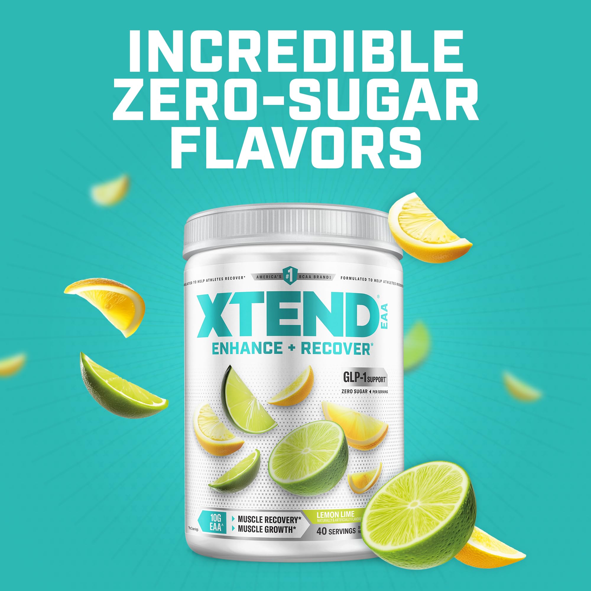 Xtend Scivation EAA + BCAA Powder | Muscle Recovery & Lean Muscle Growth | 9 Essential Amino Acids for Intra Workout or Post Workout Recovery | 10g EAAs Per 2 Servings | Lemon Lime 40 Servings