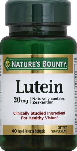 Nature's Bounty Lutein Pills, Eye Health Supplements and Vitamins, Support Vision Health, 20 mg, 40 Softgels (Pack of 2)