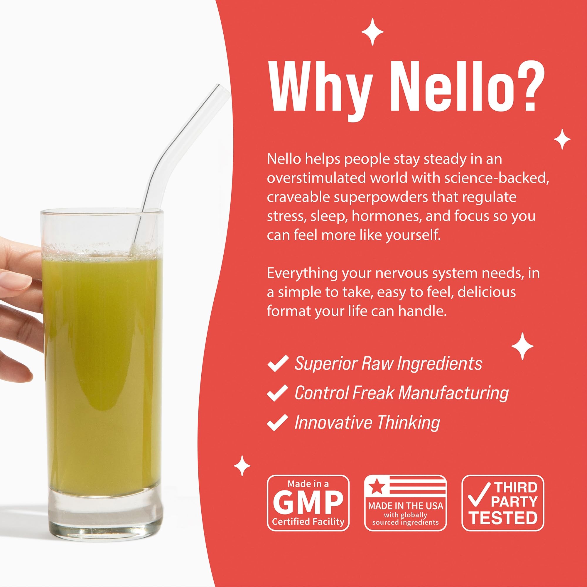 Nello Superfocus – Nootropic Focus Drink Mix for Productivity, Caffeine, L-Theanine, Rhodiola Rosea, Alpha-GPC, Lion’s Mane, Tyrosine, Sugar-Free Packets - With Caffeine (Pack of 20) (20 Servings (Caffeine), Apple Rush)