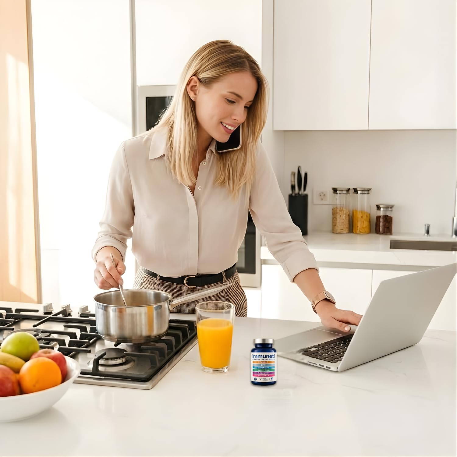 Immuneti Advanced Immune Support – Doctor Formulated 6-in-1 Daily Immunity Supplement – Made in USA – with Vitamin C, D3, Zinc, Elderberry, Garlic & Echinacea - Vital Nutrients & Antioxidants (3)