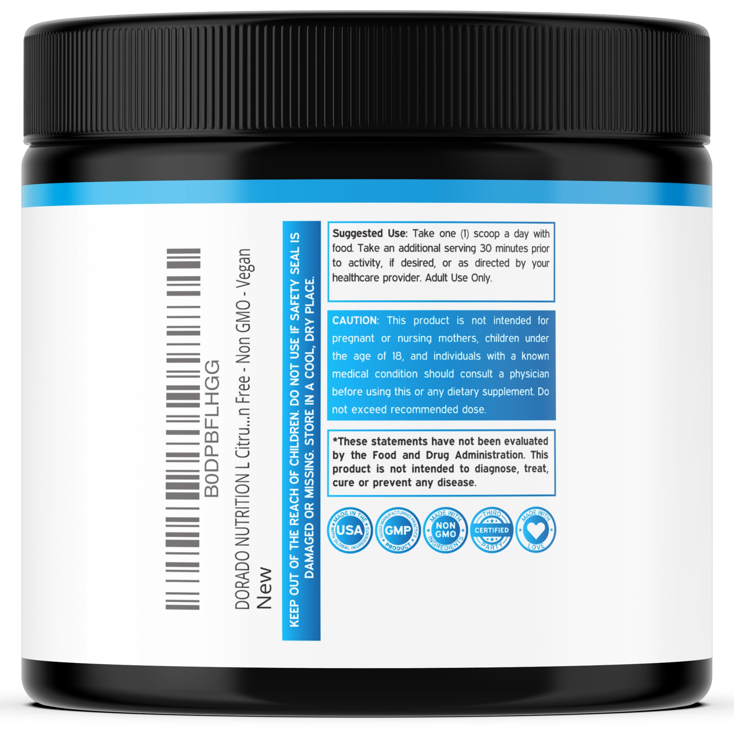 L Citrulline Powder Supplements (3g) Support L Arginine & Nitric Oxide Booster Powder - L-Citruline Supplements For Men & Women - Stamina , Endurance , Performance for Workouts - Vegan & USA Made