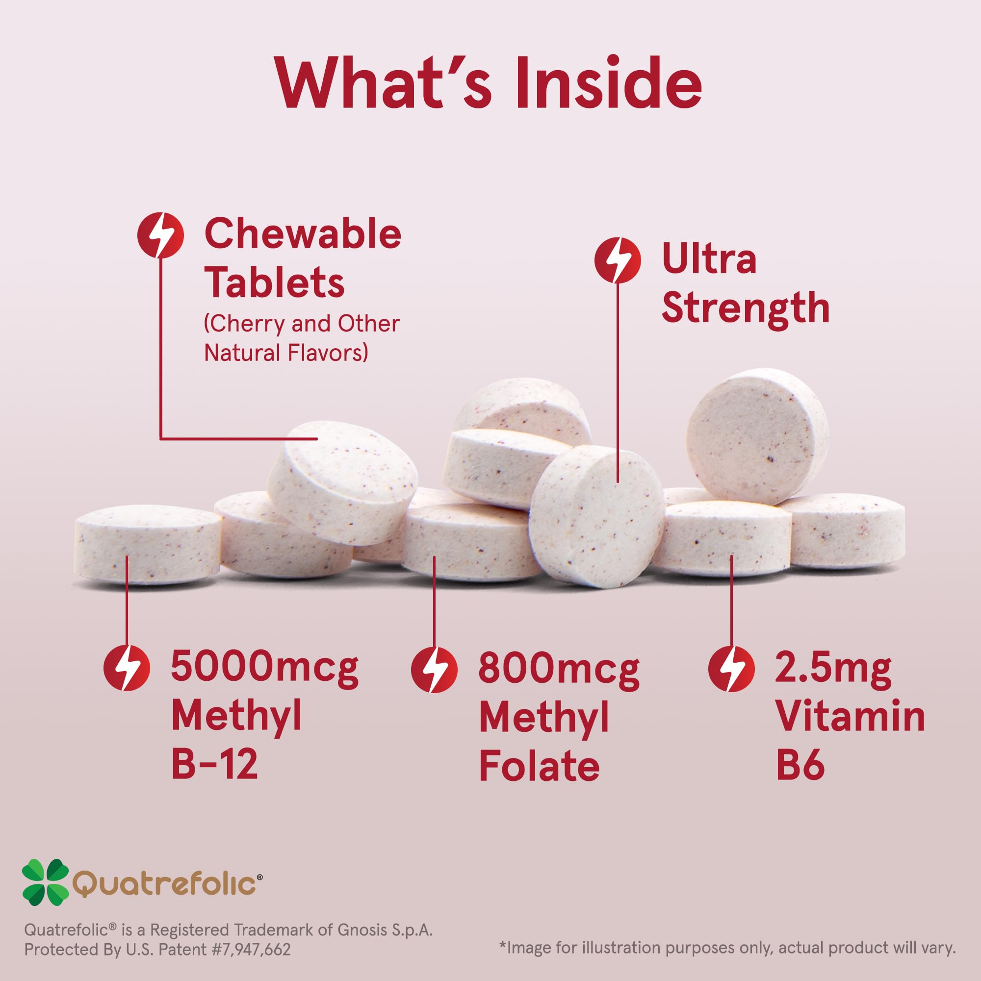 Jarrow Formulas Ultra Strength Methyl B-12 5000 mcg & Methyl Folate 800 mcg + P-5-P, Supplement for Cellular Energy Metabolism and Cardiovascular Support, 60 Chewable Tablets, 60 Day Supply, 12 Packs