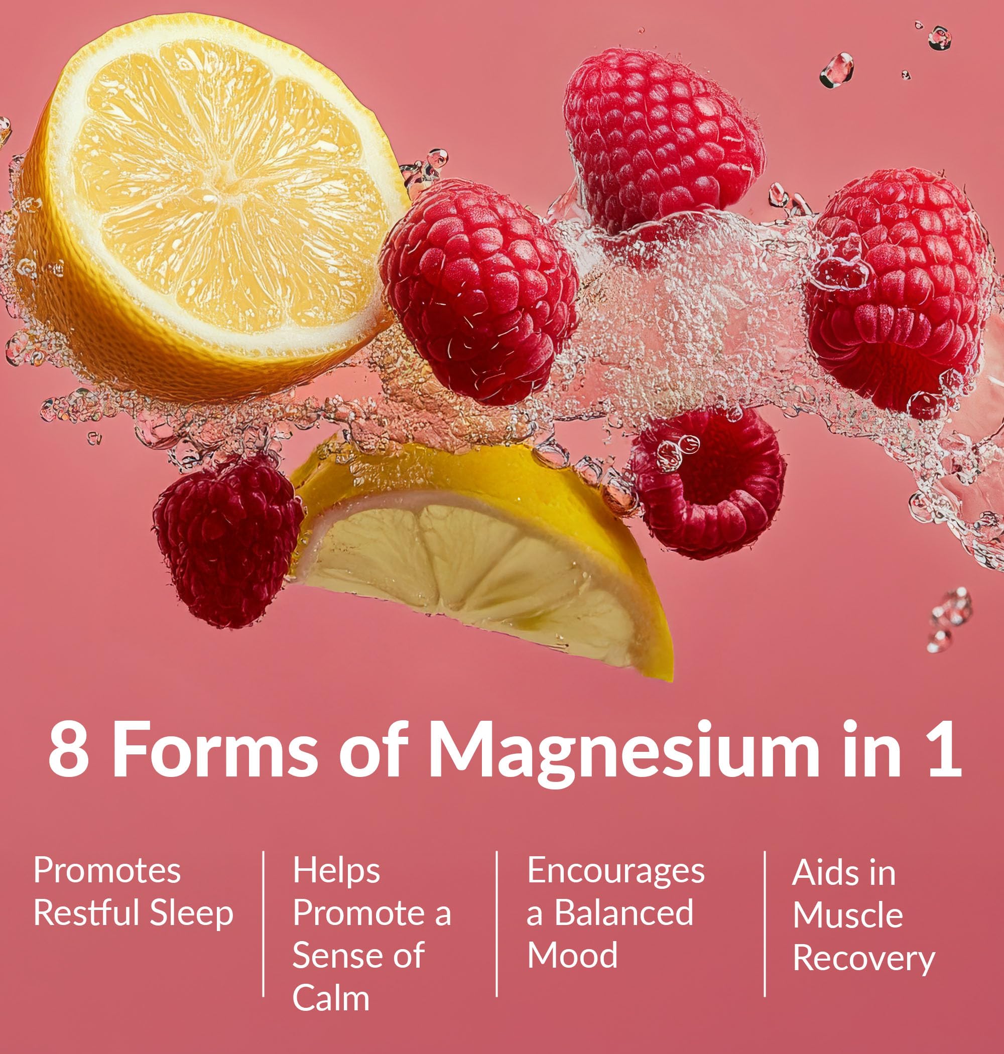 BIOptimizers Magnesium Breakthrough Drink - 8 Forms of Magnesium, Electrolytes, Sleep Health, Stress, Muscle Recovery, Heart Support | Glycinate, Citrate, Malate- Raspberry Lemon
