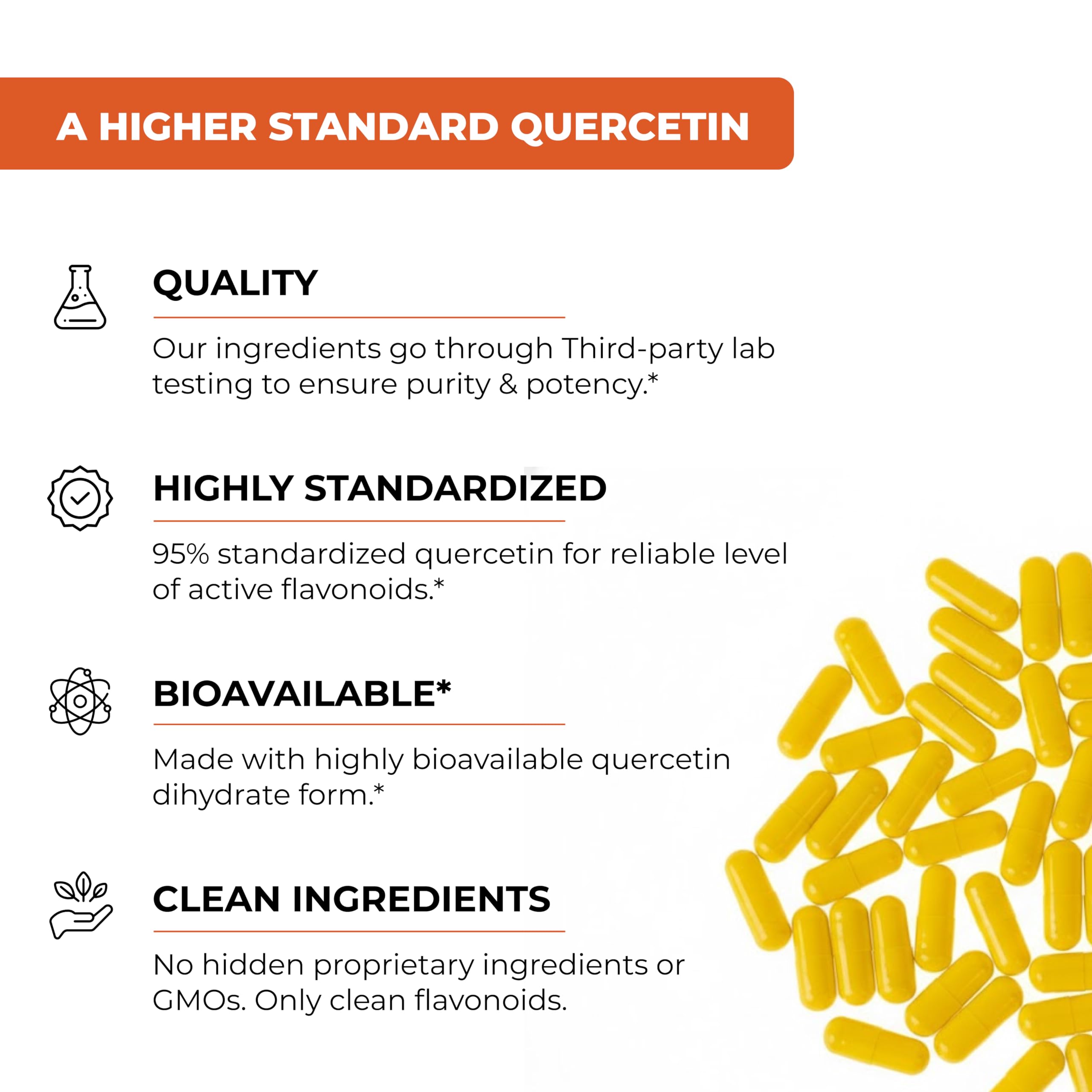 Quercetin 500mg Vegetarian Capsules 240 Count | 1000mg Per Serving of 2 Capsules | Immune Support Supplements For Respiratory, Cellular Health & Seasonal Allergies | Quercitin for Men & Women Immunity