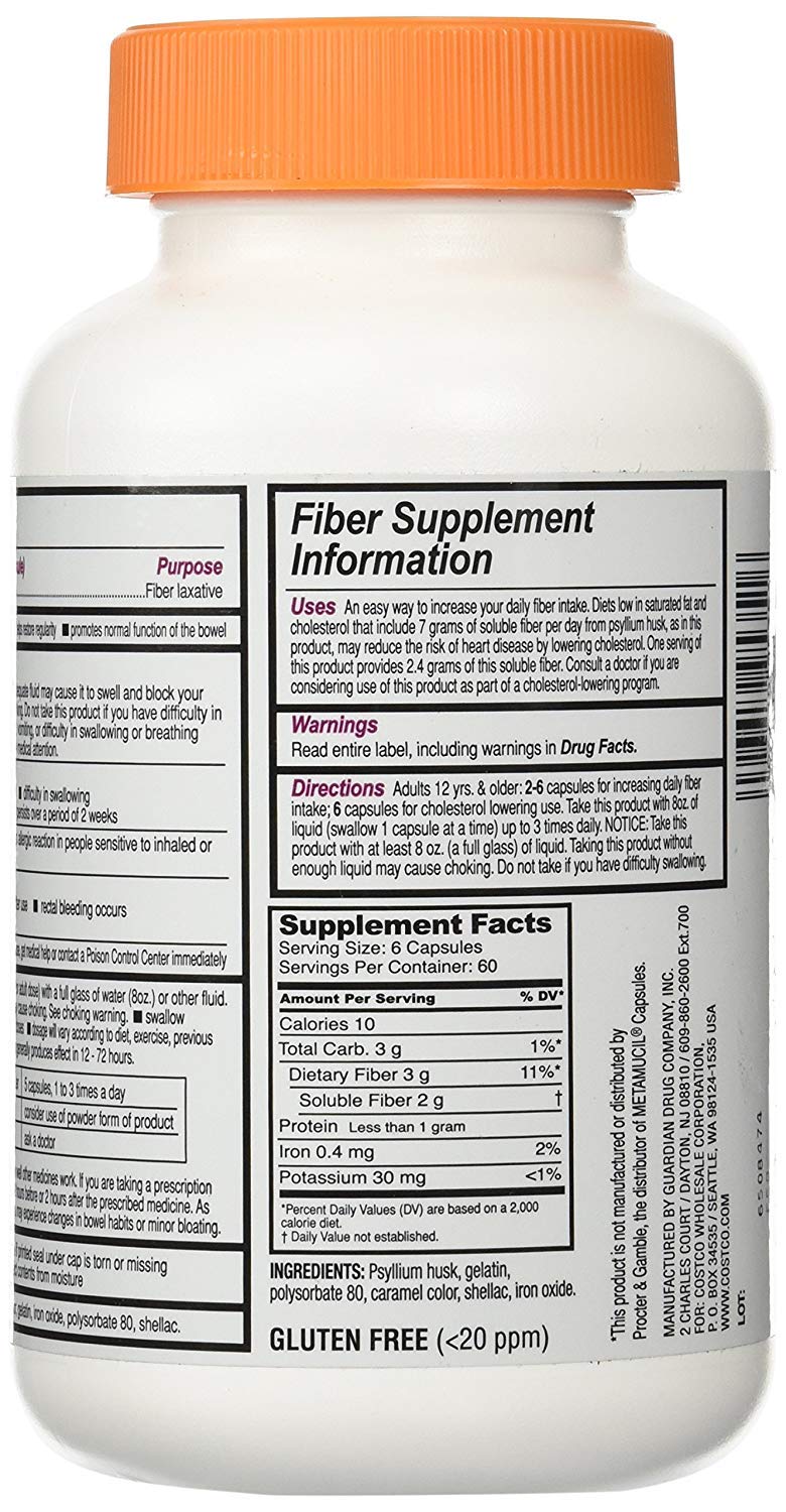 Fiber Capsules Kirkland Therapy for Regularity/Fiber Supplement, 360 capsules - Compare to the Active Ingredient in Metamucil Capsules