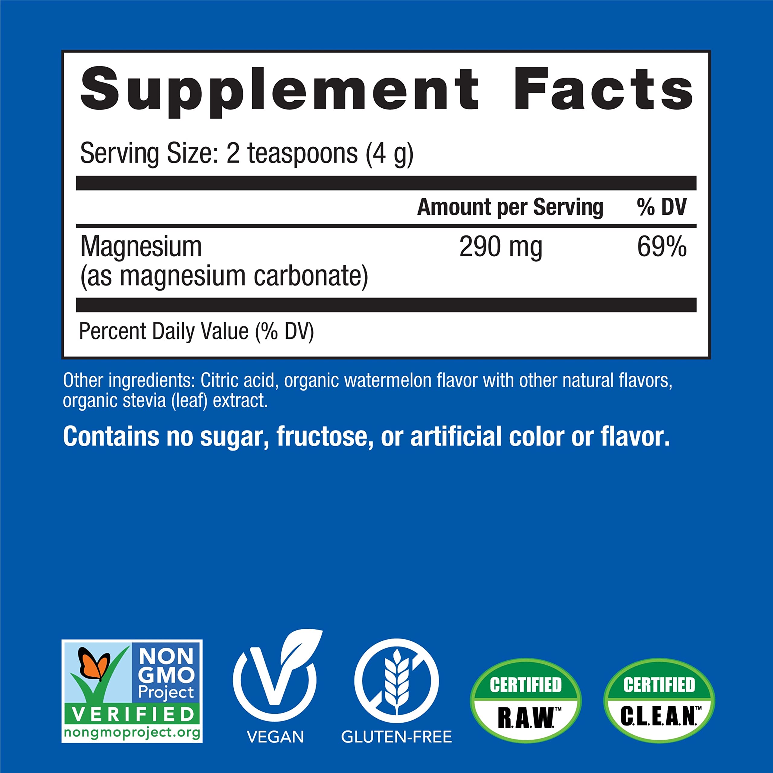 Natural Vitality Calm, Magnesium Supplement, Anti-Stress Drink Mix Powder, Gluten Free, Vegan, & Non-GMO, Watermelon, 16 oz