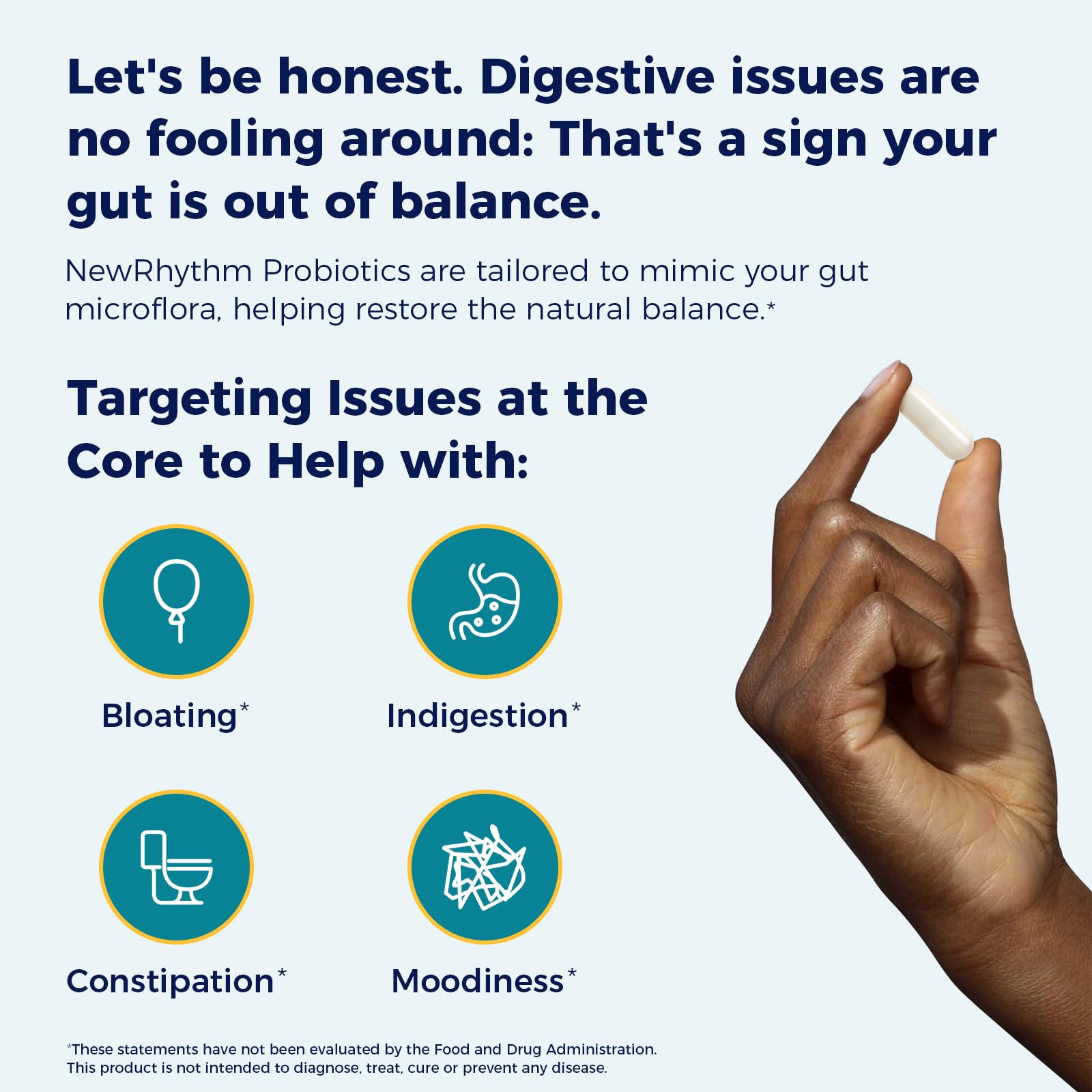 NewRhythm Probiotics 120 Billion CFU 36 Strains, 3-in-1 Probiotics for Digestive Health & Immune Support with Prebiotics & Enzymes, Probioticos for Women & Men, Vegan Targeted Release Supplement, 60ct