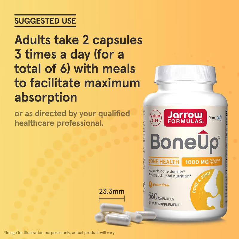 Jarrow Formulas BoneUp for Bone Density - Vitamin D3 and K2, Calcium Support, 360 Capsules, Promotes Skeletal Nutrition, Up to 60 Days Supply (Pack of 2)