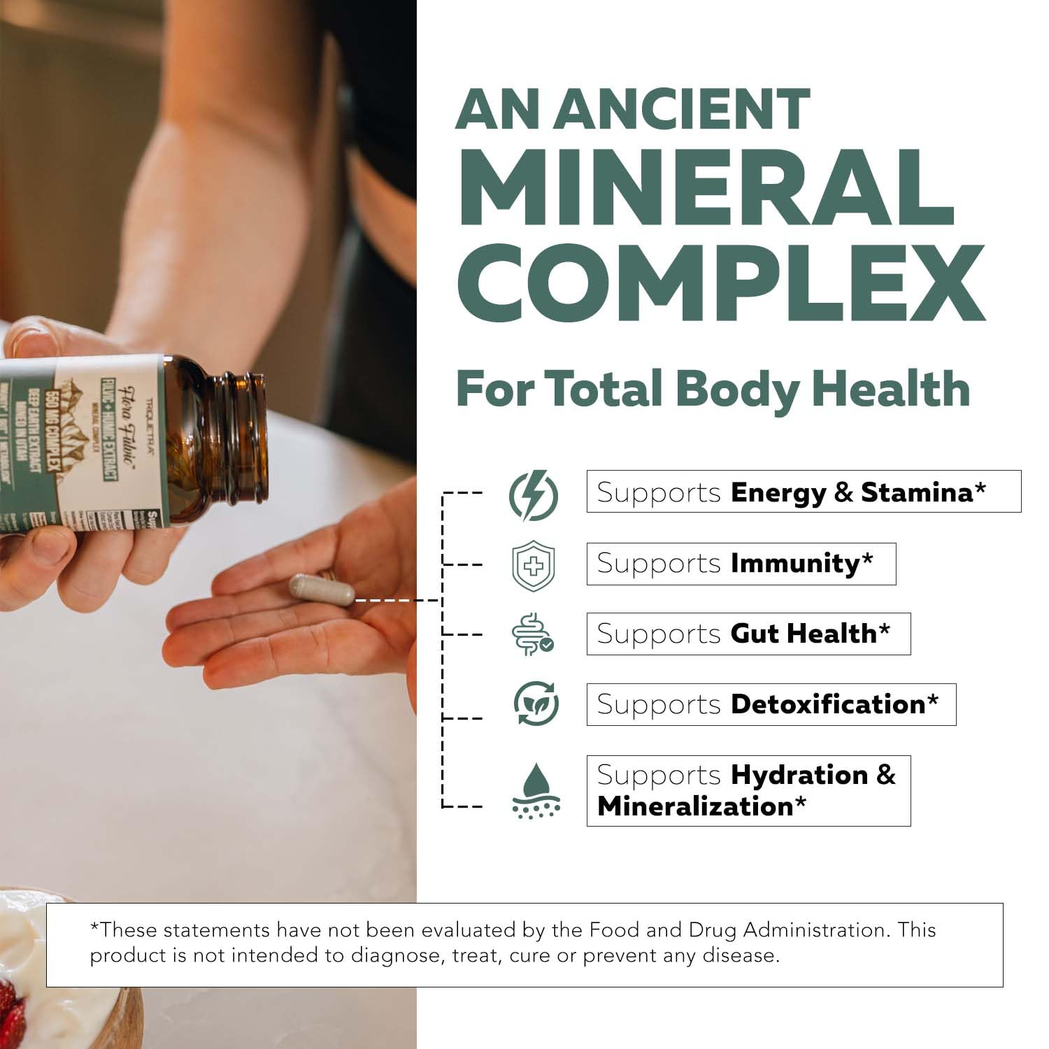 Flora Fulvic | Fulvic Acid + Humic Acid Complex – 550 mg |Mined in Utah, Prehistoric Deep Earth Extract | Immunity, Gut, Digestion – Natural Trace Mineral Complex, Fulvic Acid Supplement – 60 Capsules