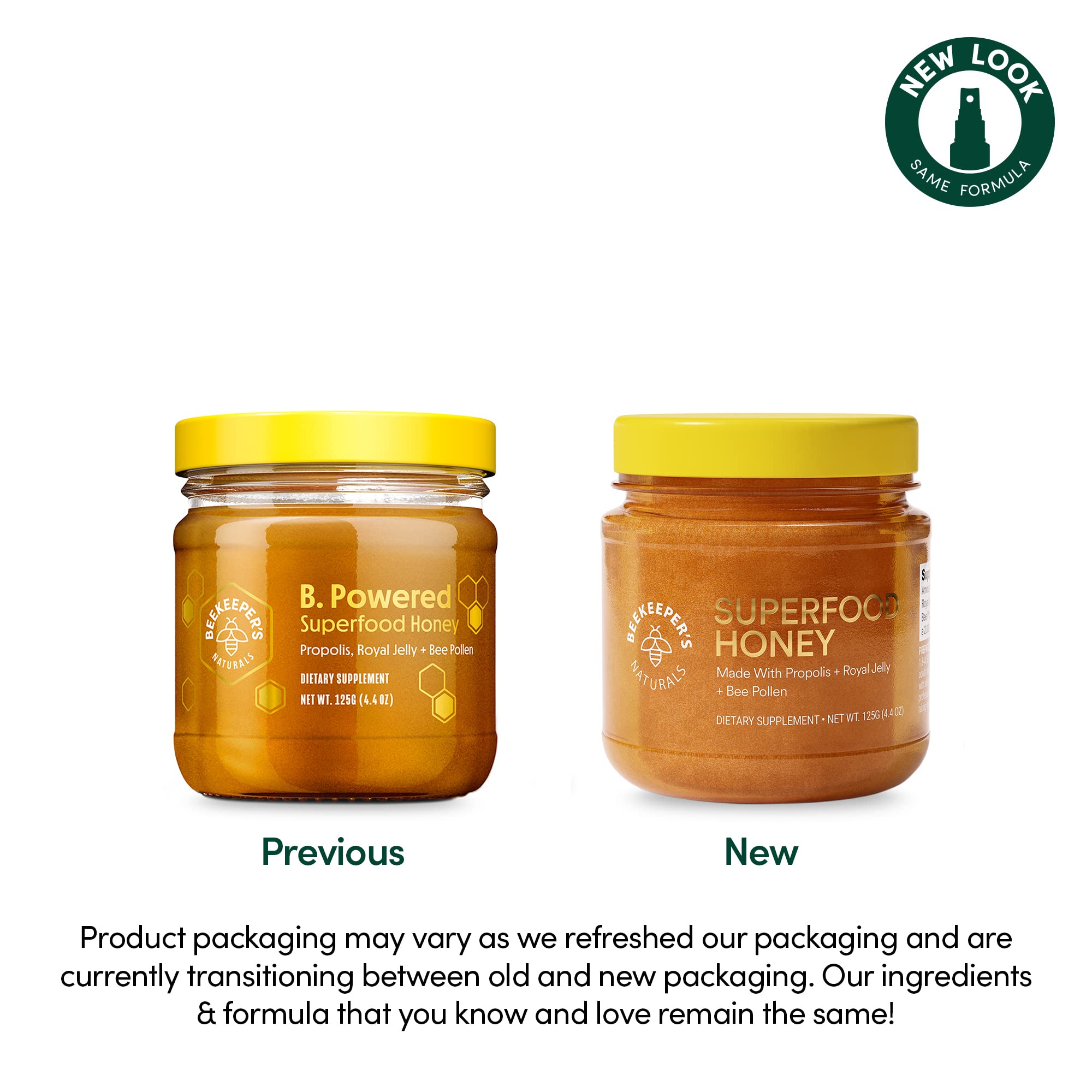 Superfood Honey by Beekeeper's Naturals - Bee Pollen, Royal Jelly, Propolis, Honey - Natural Energy, Immune Support, Mental Clarity, Athletic Performance (4.4 oz)