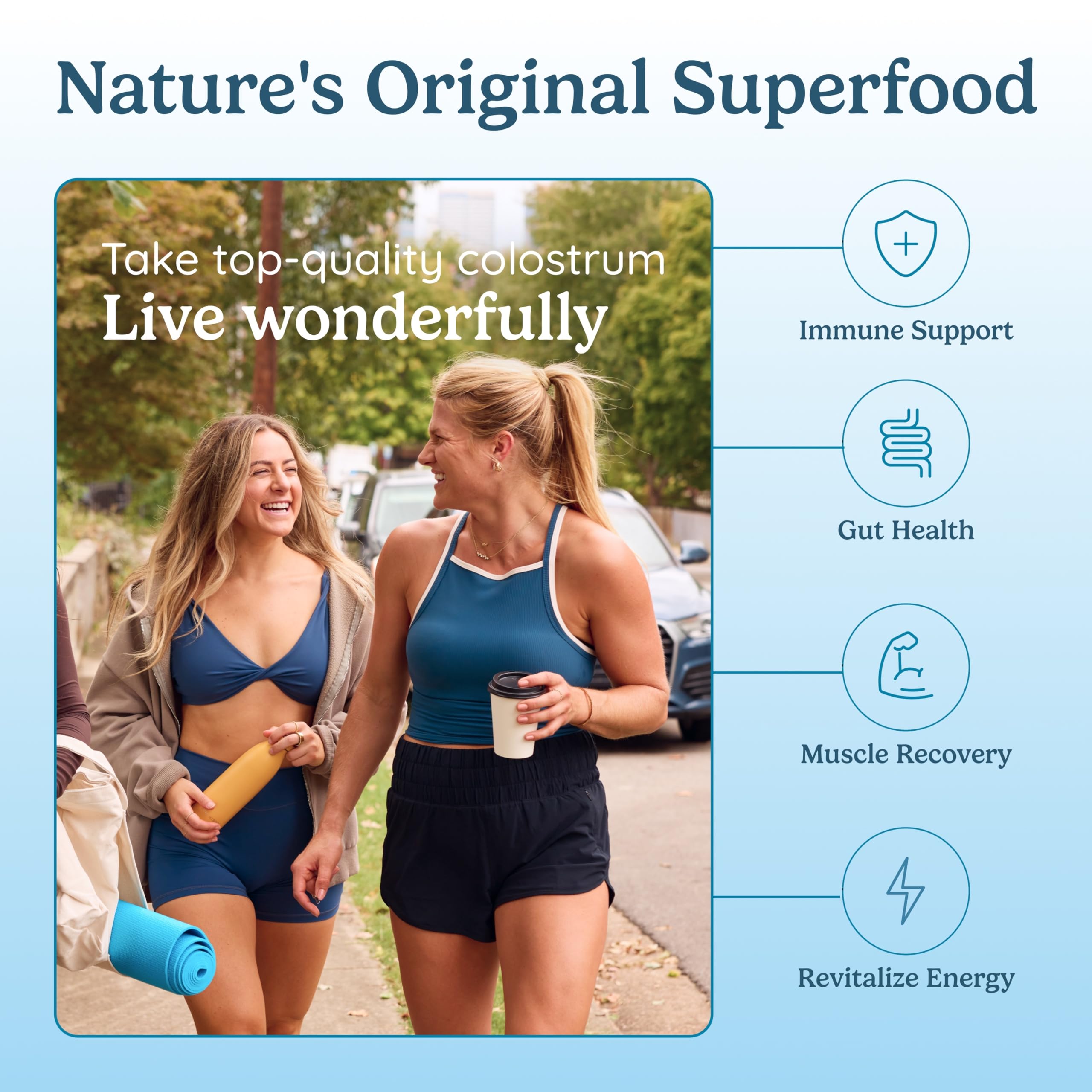 WONDERCOW Colostrum Capsules Supplement for Gut Health, Immune Support & Wellness | Natural IgG Pure Whole Bovine Colostrum Superfood, Unflavored, 30 Servings