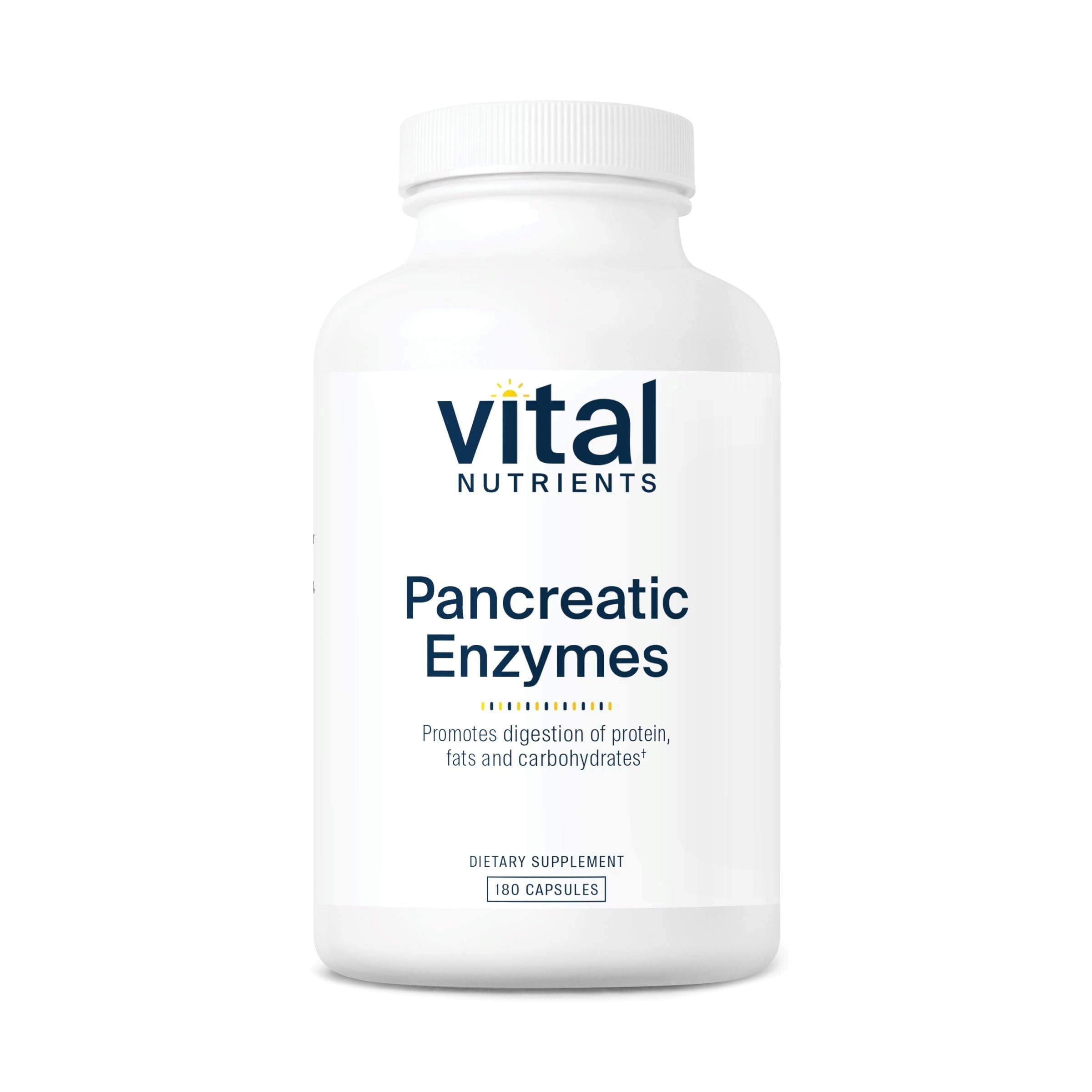 Vital Nutrients Pancreatic Enzymes 1000mg (Full Strength) - Pancreatin Digestion Supplement with Protease, Amylase & Lipase - Digestive Enzymes - Gluten, Dairy, and Soy Free - 180 Capsules