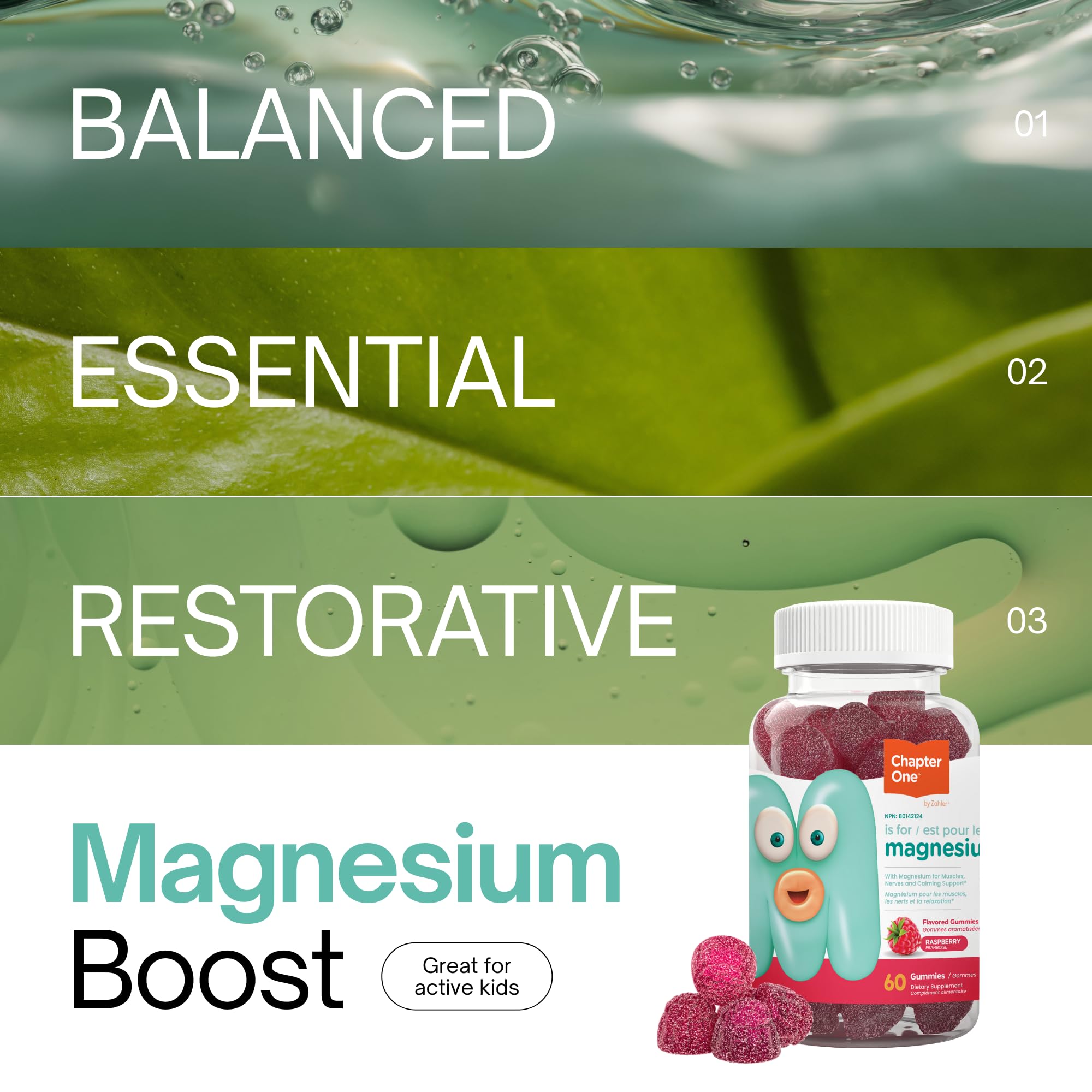 Chapter One Magnesium Gummies, Great Tasting Magnesium for Kids, Calm Kids Magnesium, Magnesium Gummies for Women and Men, Certified Kosher, (60 Flavored Gummies)