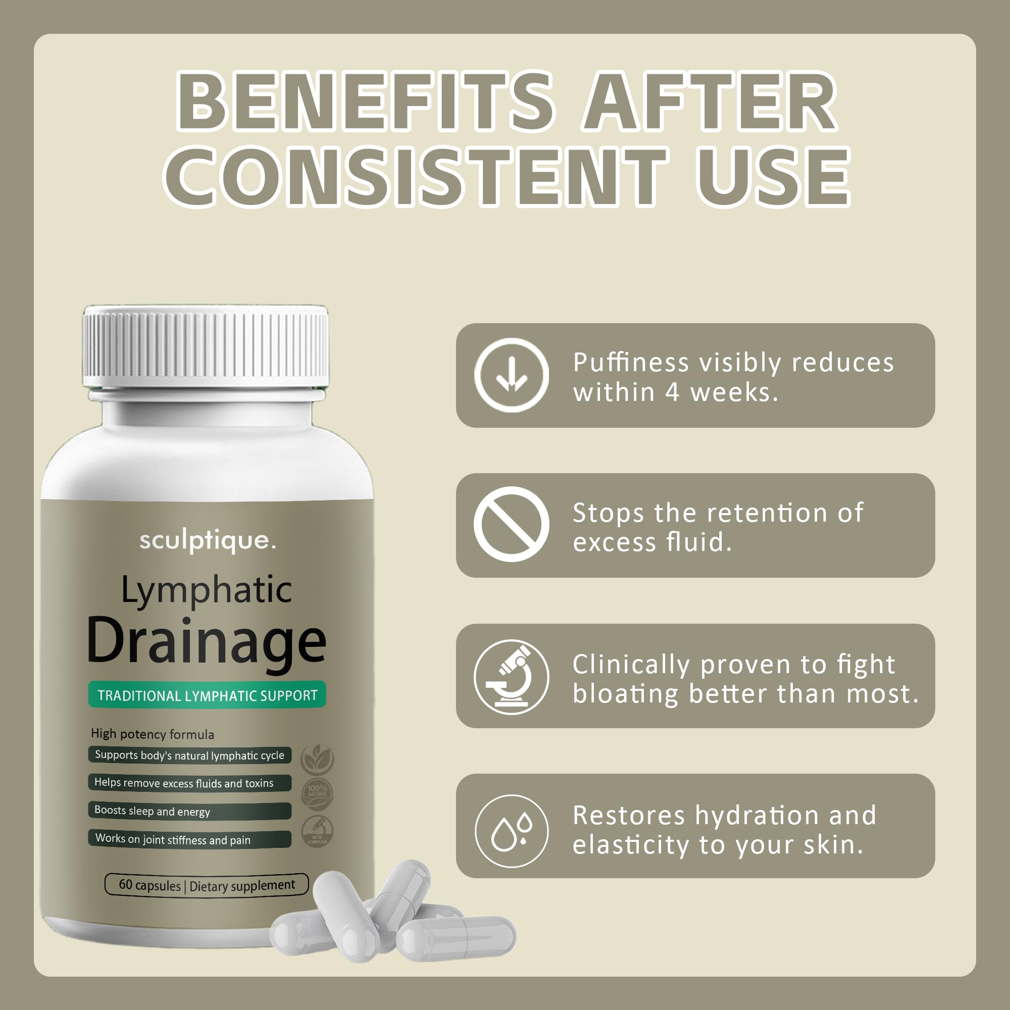 iscentan Sculptique Lymphatic Drainage Capsules, New Maximum Potency Formula with Dandelion Extract, Cleavers Extract - Supports Cellulite Reduction, Lymphatic Drainage, 60 Capsules (2pcs)