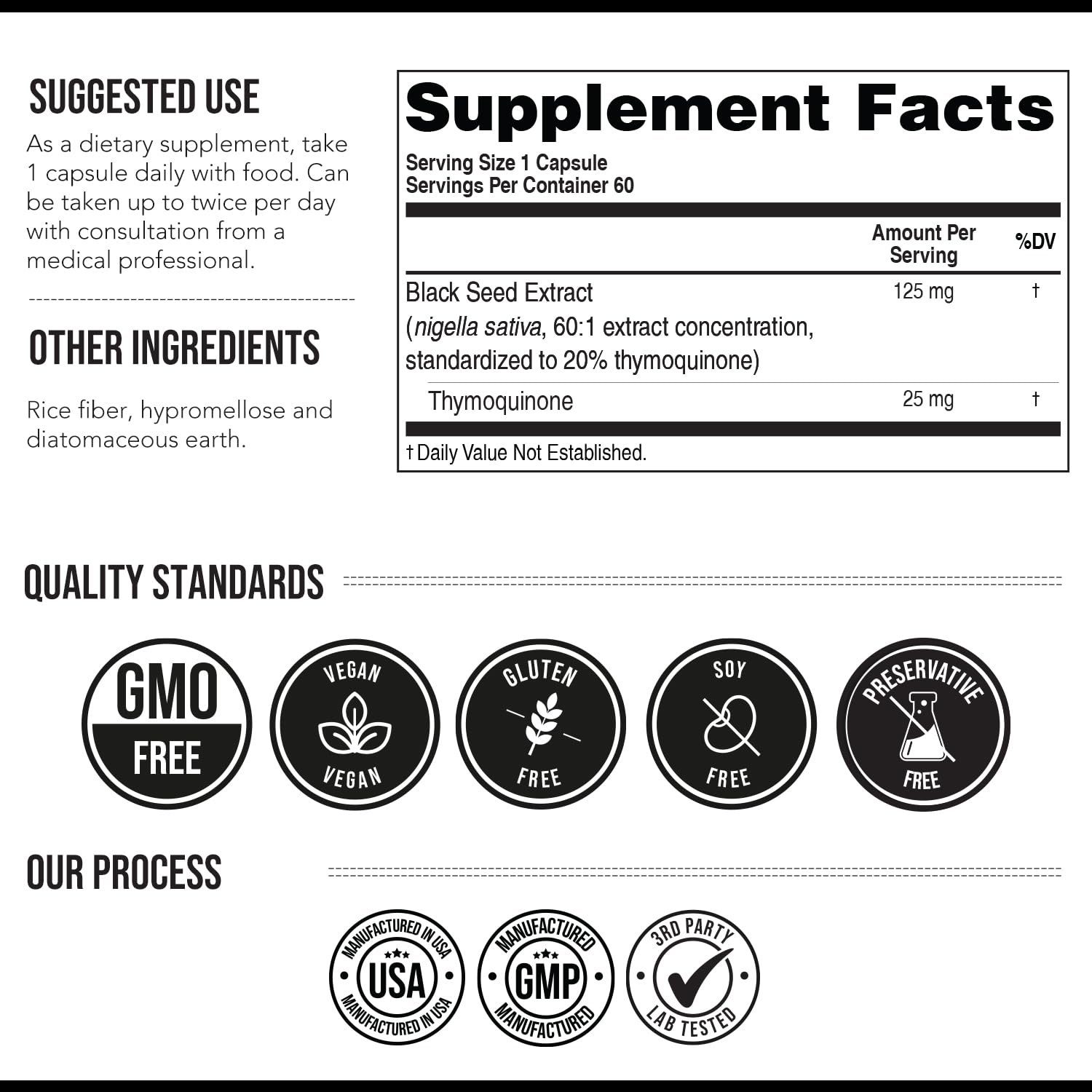 20% Thymoquinone Black Seed Oil Extract Capsules - TQ-Advanced 4X®: Potent Thymoquinone Concentration Available - 60:1 Concentrate from Nigella Sativa, Raw Form, Vegan, Glass Bottle (60 Capsules)