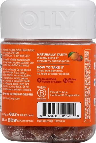 OLLY Laser Focus Gummy, Ginseng, Alpha GPC, B Vitamins, Berry Tangerine Flavor - 36 Count (Pack of 2)