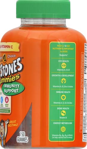 Flintstones Gummies Kids Vitamins with Immunity Support*, Kids and Toddler Multivitamin with Vitamin C, Vitamin D, B12, Zinc & More, Orange 150ct, (Pack of 2)