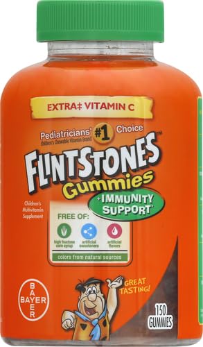 Flintstones Gummies Kids Vitamins with Immunity Support*, Kids and Toddler Multivitamin with Vitamin C, Vitamin D, B12, Zinc & More, Orange 150ct, (Pack of 2)
