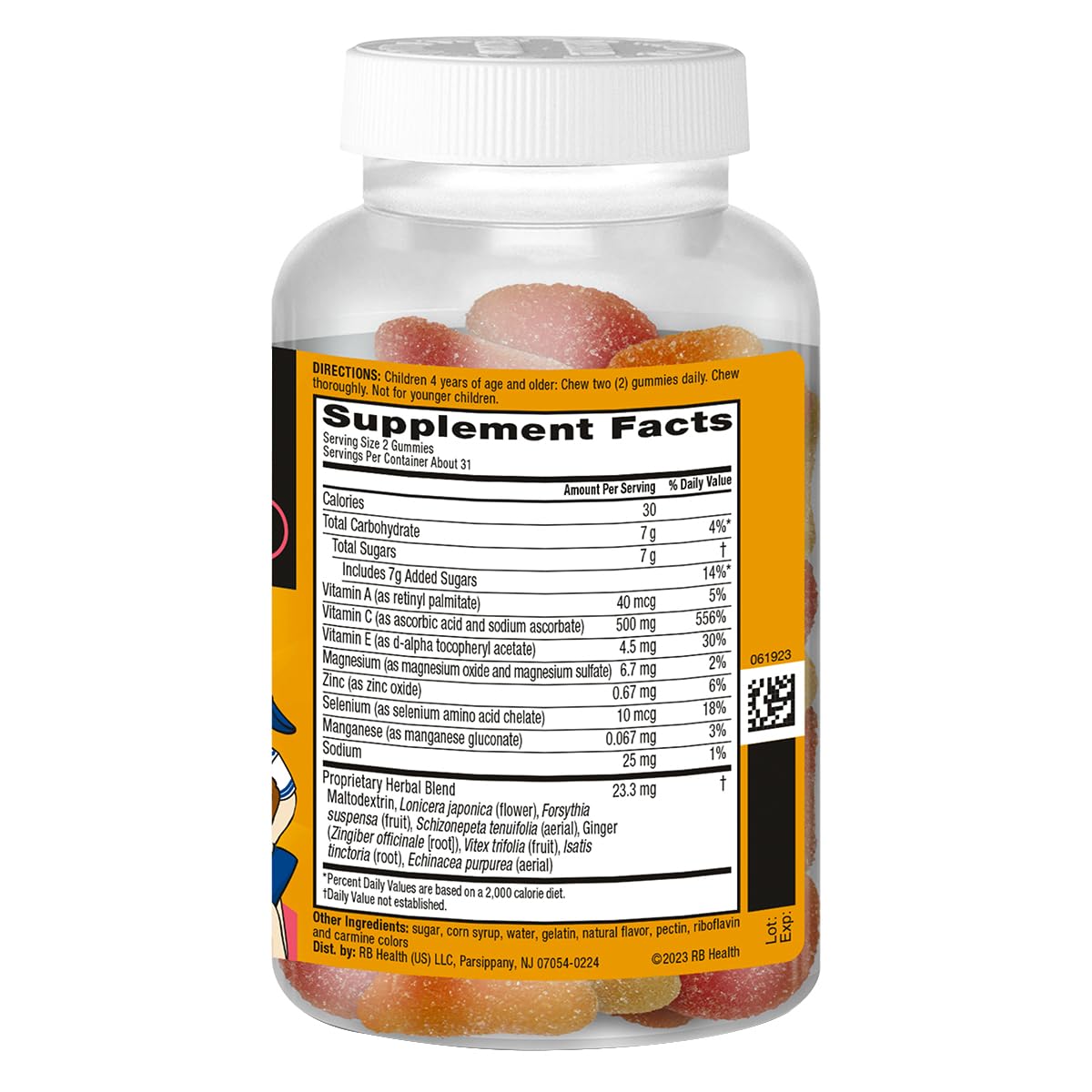 Airborne Kids 500mg Vitamin C Gummies, Kids Immune Support Zinc Gummies with Powerful Antioxidants VIT C & E - 63 Gummies, Assorted Fruit Flavor (Pack of 4)