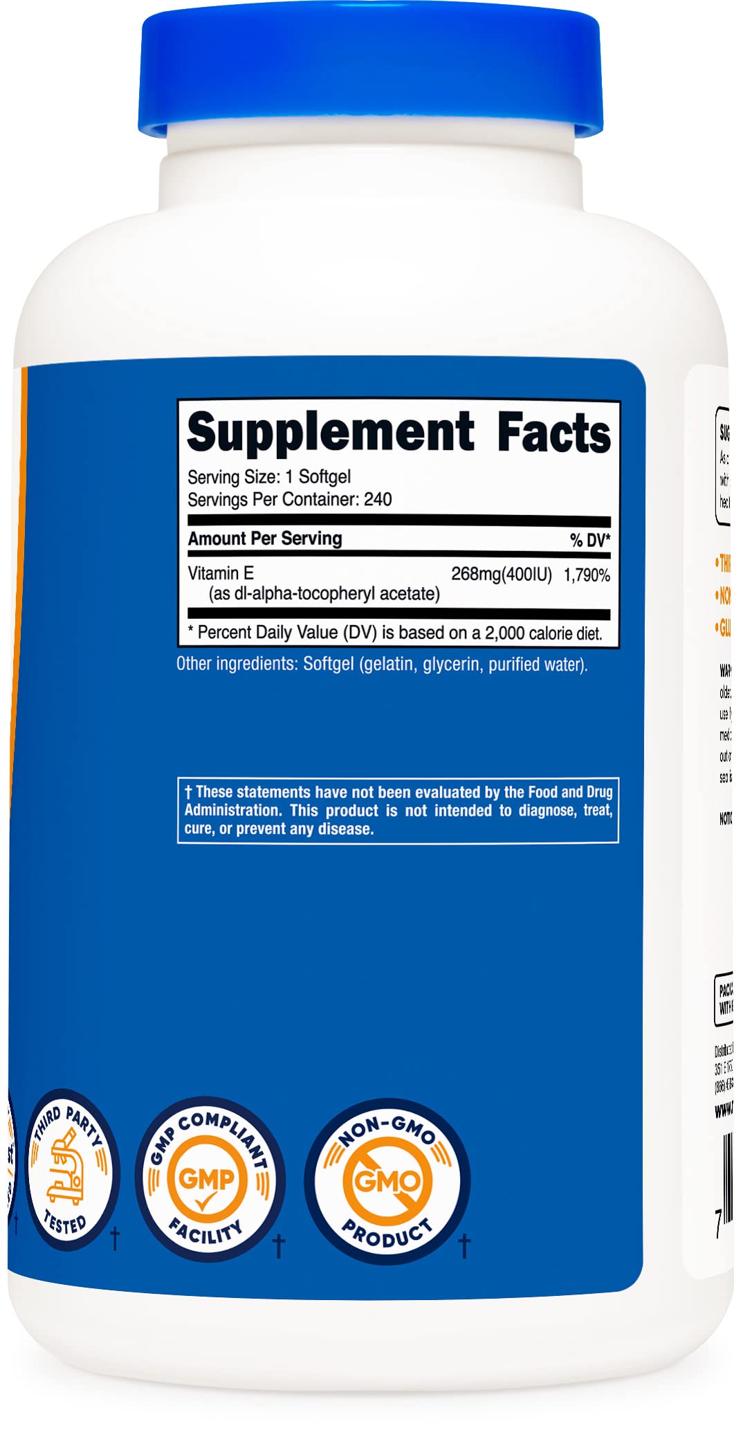 Nutricost Vitamin E 400 IU, 240 Softgel Capsules (2 Bottles)