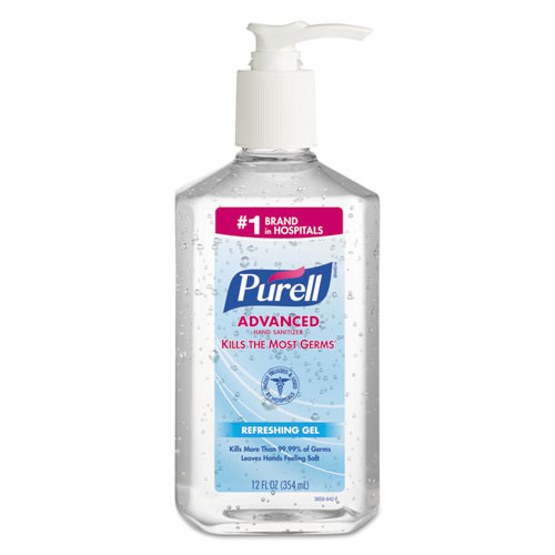 PURELL® Advanced Refreshing Gel Hand Sanitizer, Clean Scent, 12 Oz Pump Bottle/ 12CT