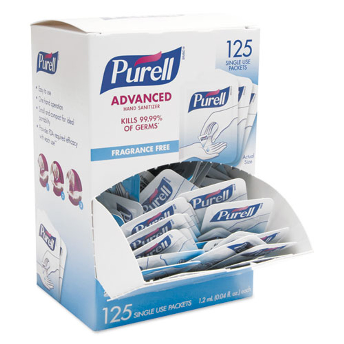 Single Use Advanced Gel Hand Sanitizer, 1.2 Ml, Packet, Clear, 125/box, 12 Box/carton