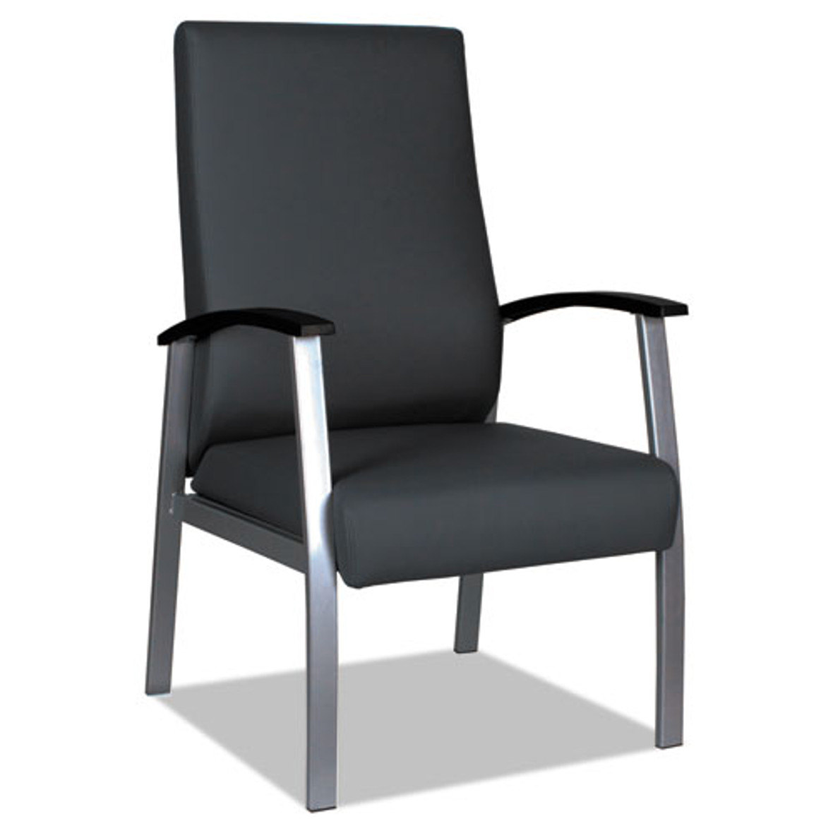 Alera® Metalounge Series High-Back Guest Chair, 24.6" x 26.96" x 42.91", Black Seat/Back, Silver Base, 1 Each/Carton