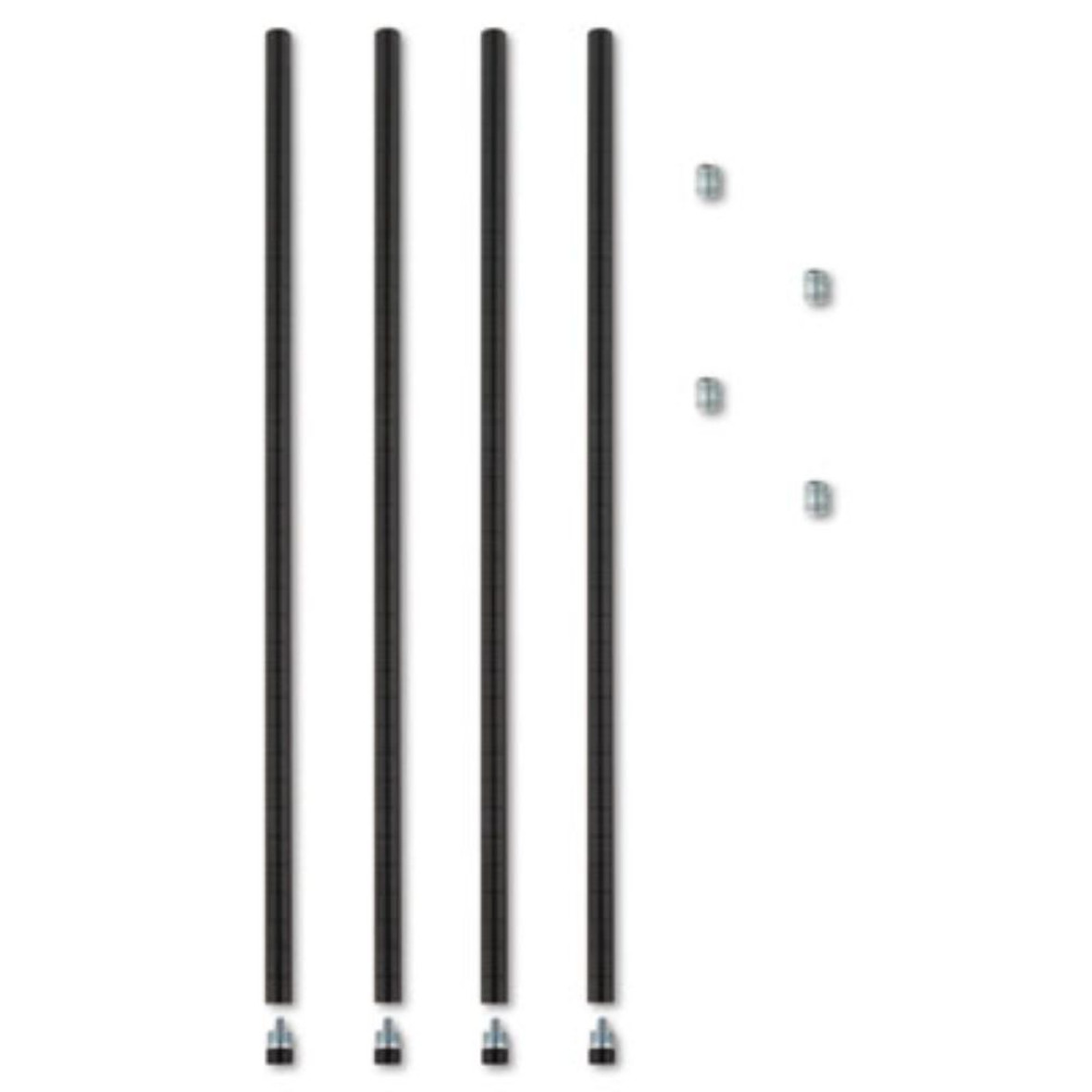 Alera® Stackable Posts For Wire Shelving, 36 "high, Black, 4/Pack