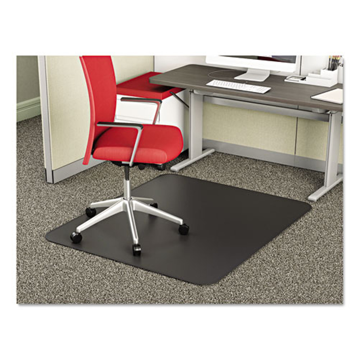 Deflecto® SuperMat Frequent Use Chair Mat For Medium Pile Carpet, 45 x 53, Rectangular, Black, 1 Each/Carton