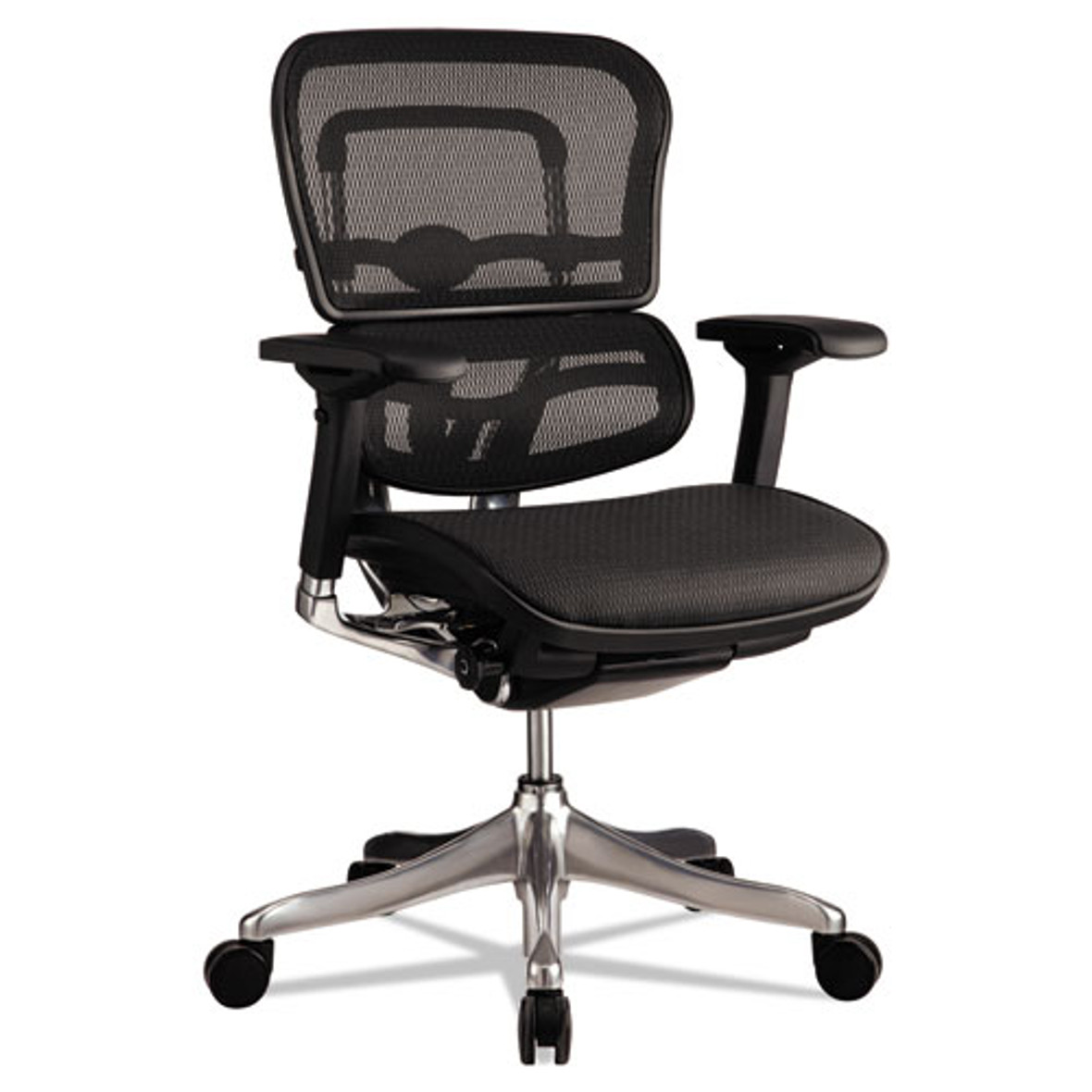 Eurotech Ergohuman Elite Mid-back Mesh Chair, Supports Up to 250 lb, 18.11" to 21.65" Seat Height, Black, 1 Each/Carton