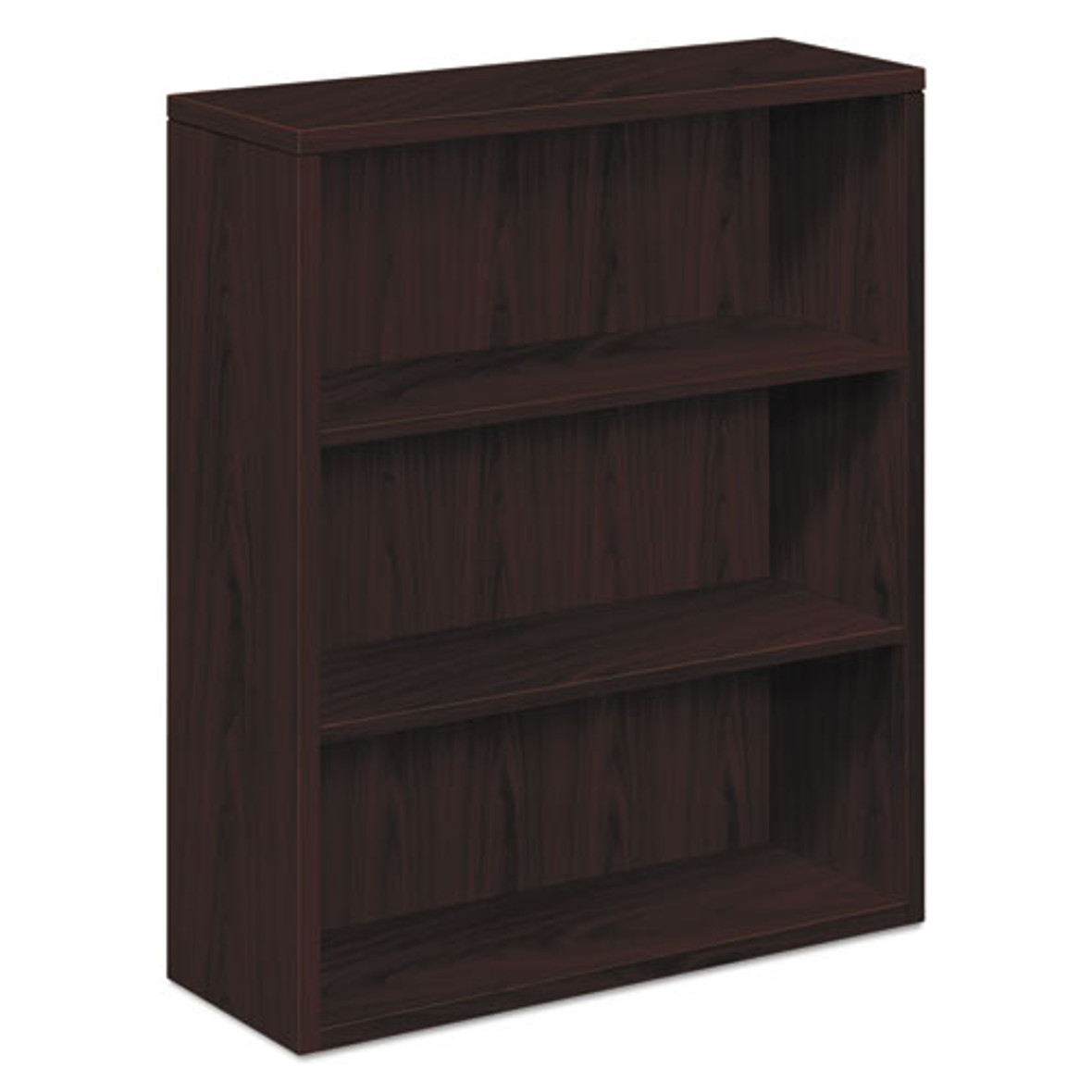 HON® 10500 Series Laminate Bookcase, Three-shelf, 36w x 13-1/8d x 43-3/8h, Mahogany, 1/Carton