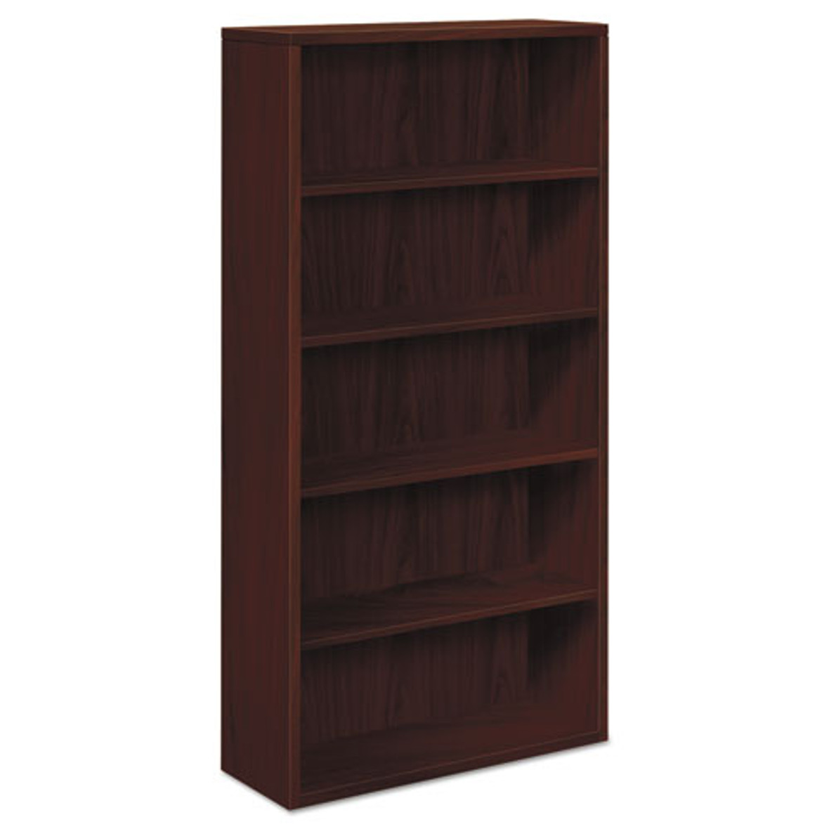 HON® 10500 Series Laminate Bookcase, Five-shelf, 36w x 13-1/8d x 71h, Mahogany, 1/Carton