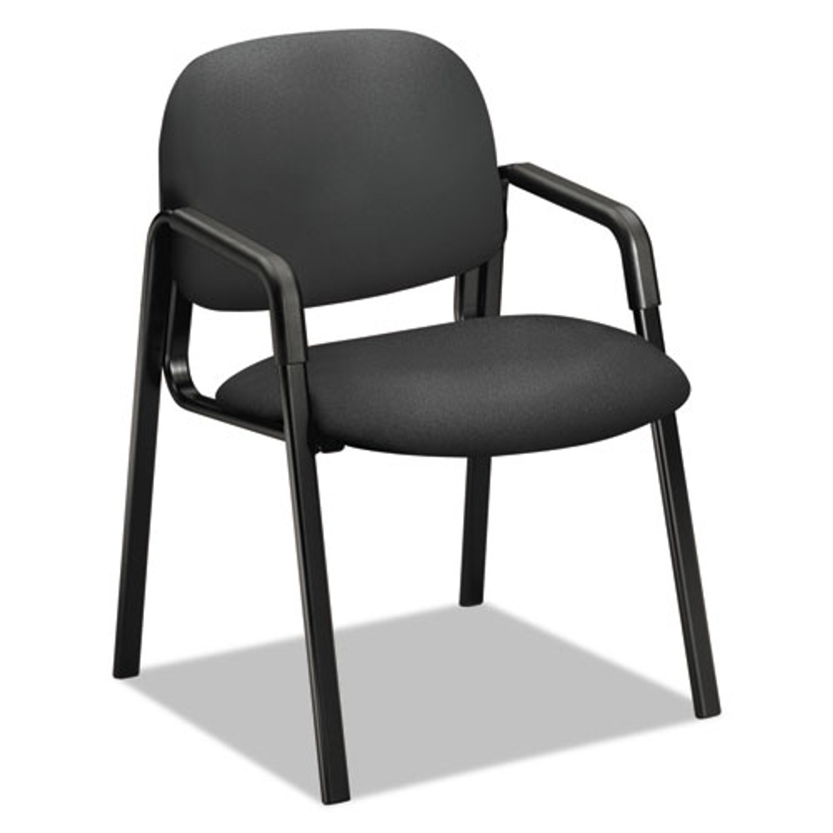 HON® Solutions Seating 4000 Series Leg Base Guest Chair, 23.5" x 24.5" x 32", Iron Ore Seat/Back, Black Base, 1 Each/Carton