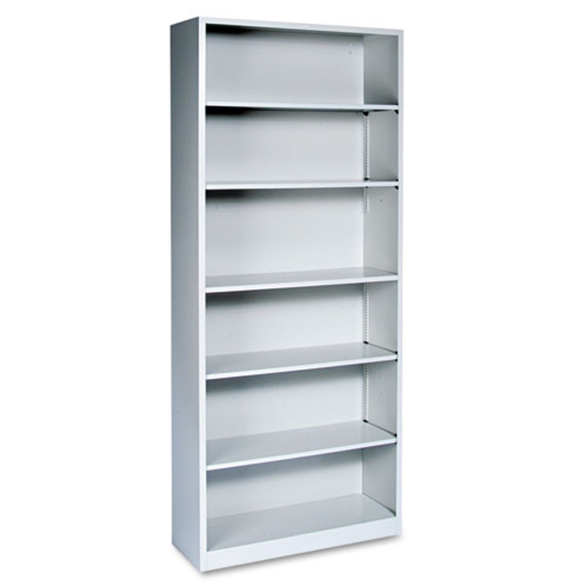 HON® Metal Bookcase, Six-shelf, 34-1/2w x 12-5/8d x 81-1/8h, Light Gray (Pack of 1)