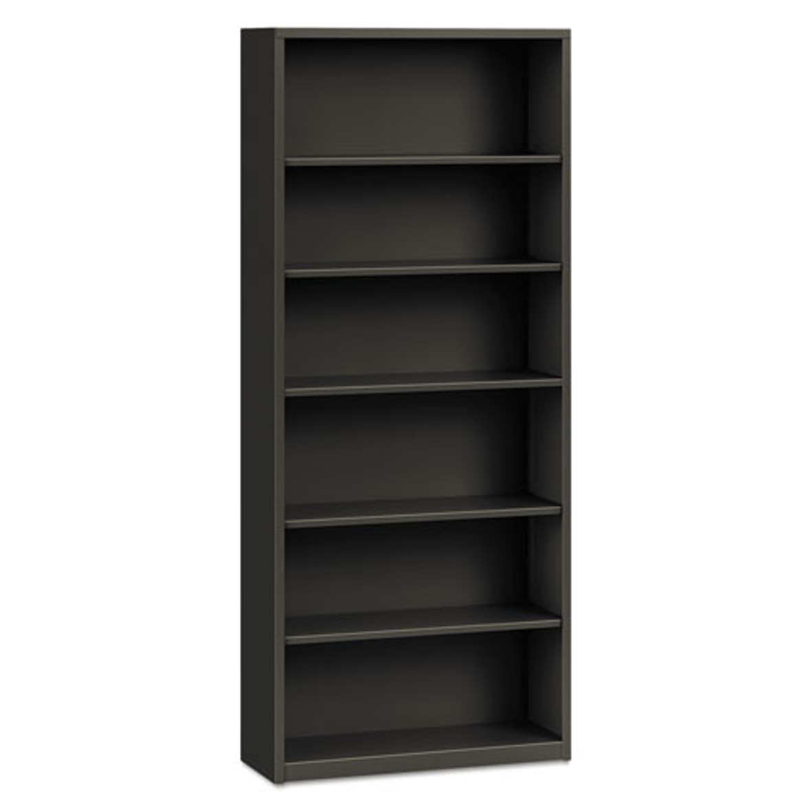 HON® Metal Bookcase, Six-Shelf, 34-1/2w x 12-5/8d x 81-1/8h, Charcoal (Pack of 1)