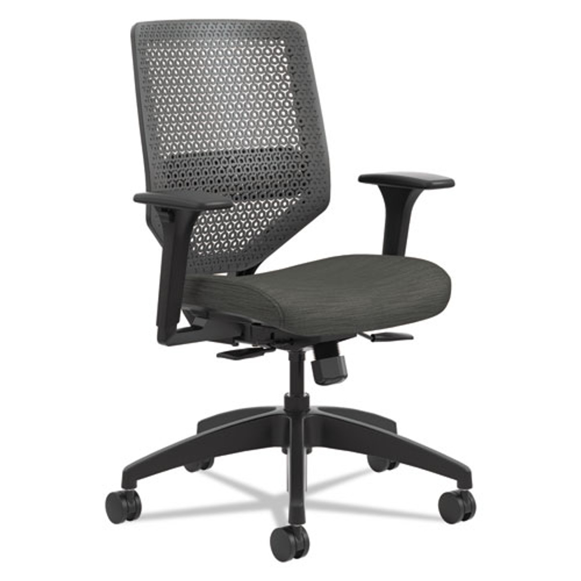 HON® Solve Series ReActiv Back Task Chair, Supports Up to 300 lb, 18" to 23" Seat Height, Ink Seat, Charcoal Back, Black Base (Pack of 1)