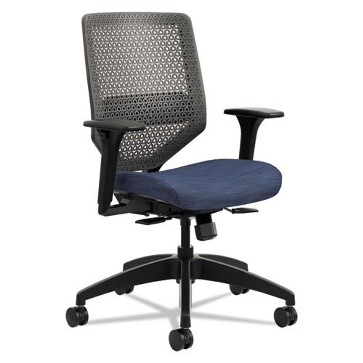 HON® Solve Series Reactiv Back Task Chair, Supports Up to 300 lb, 18" to 23" Seat Height, Midnight Seat, Charcoal Back, Black Base (Pack of 1)