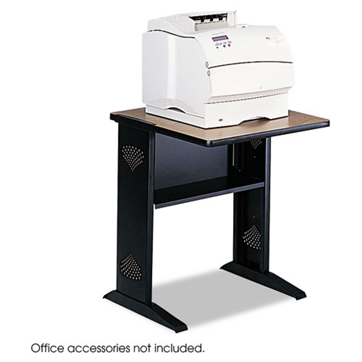 Safco® Fax/Printer Stand with reversible Top, 23.5w x 28d x 30h, Medium Oak/Black, 1 Each/Carton
