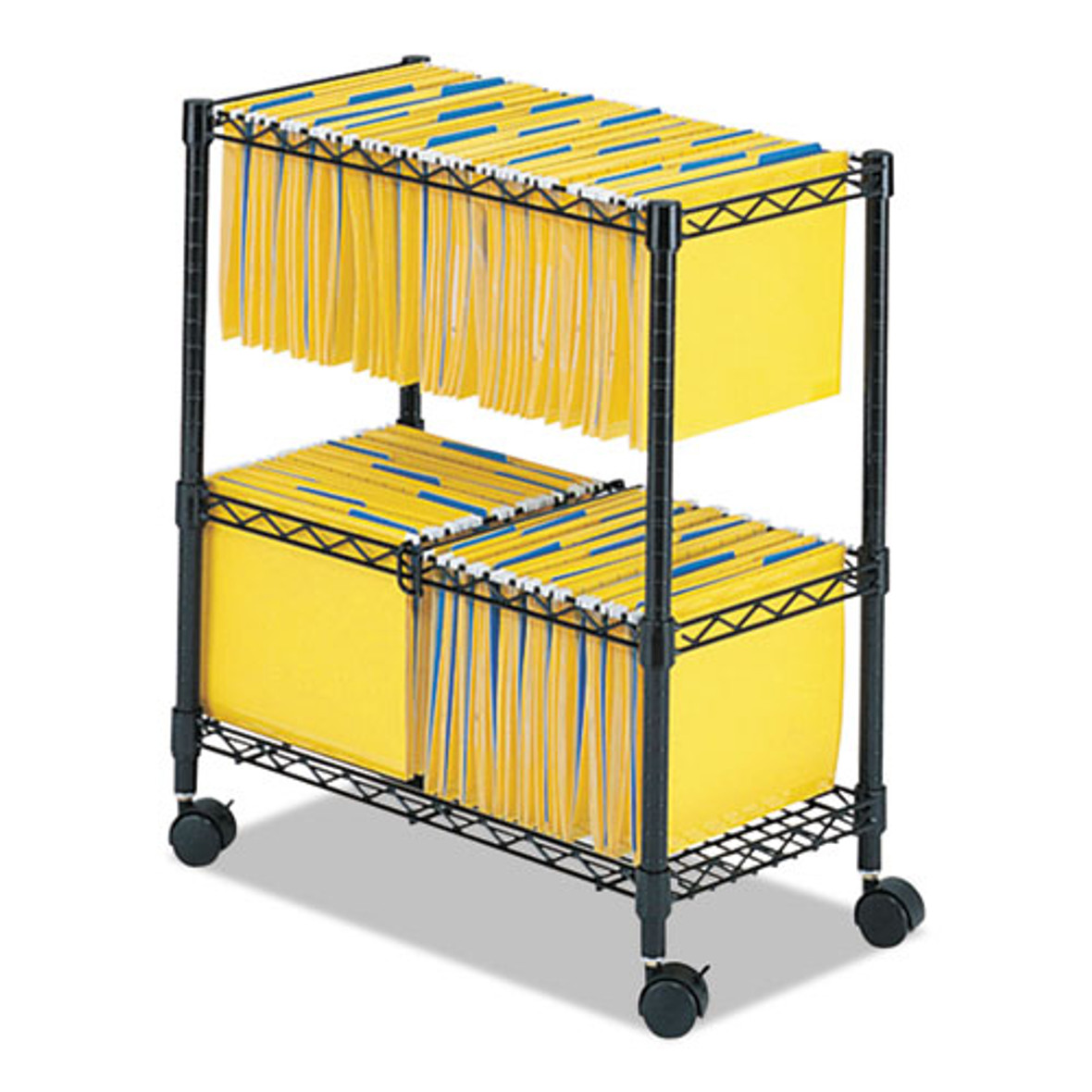 Safco® Two-tier Rolling File Cart, 25.75w x 14d x 29.75h, Black, 1 Each/Carton