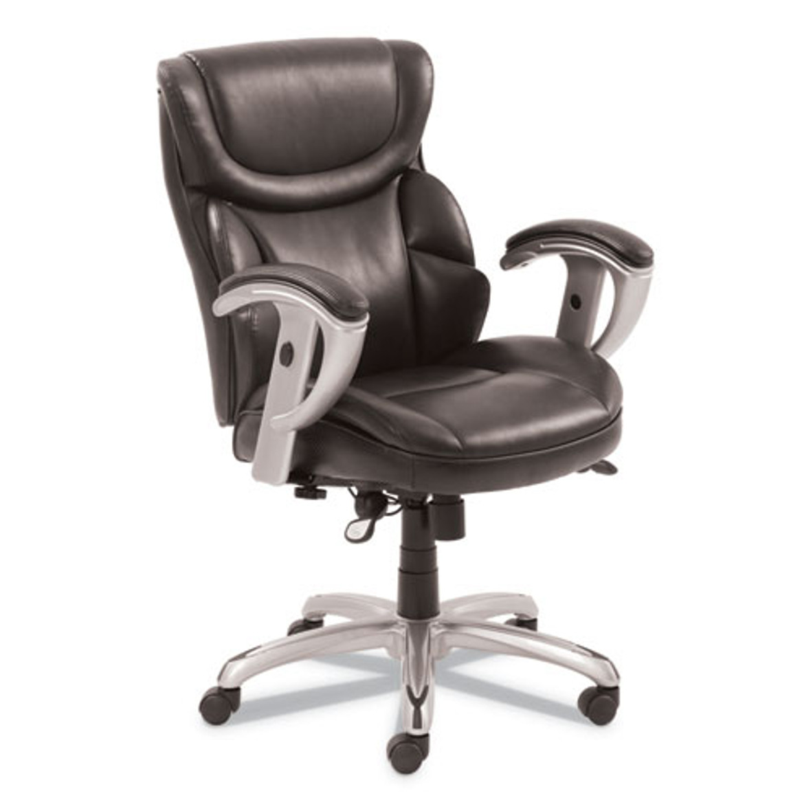 SertaPedic® Emerson Task Chair, Supports Up to 300 lb, 18.75" to 21.75" Seat Height, Brown Seat/Back, Silver Base, Pack of 1