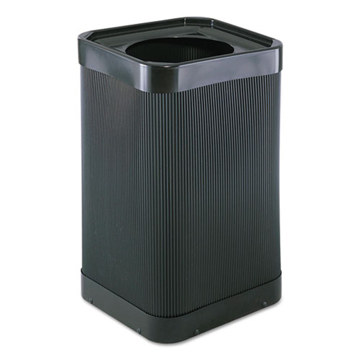 Safco® At-Your-Disposal Top-open Waste Receptacle, Square, Polyethylene, 38 gal, Black, Pack of 1