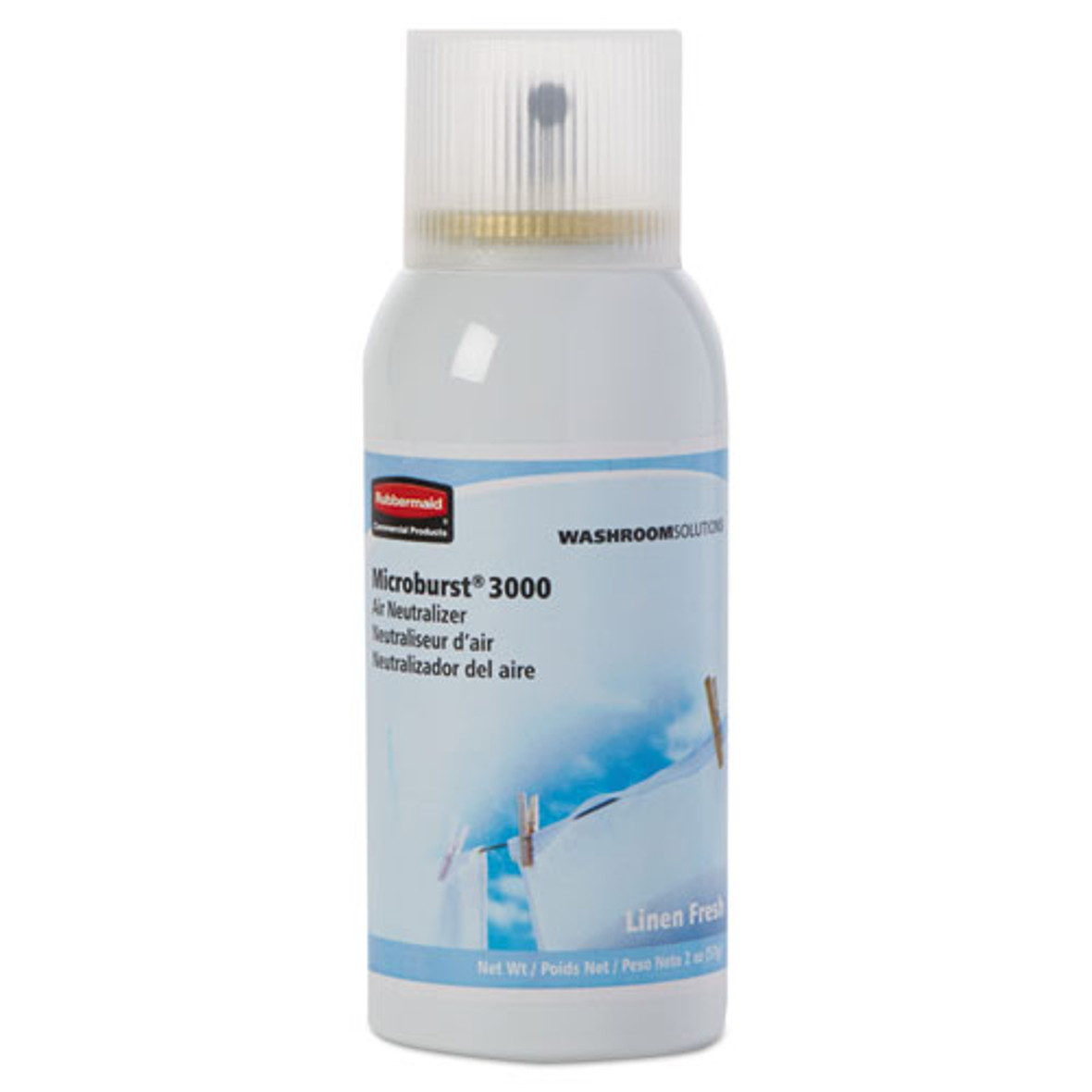 Rubbermaid® Microburst 3000 Refill, Linen Fresh, 2 Oz Aerosol Spray, 12/Carton
