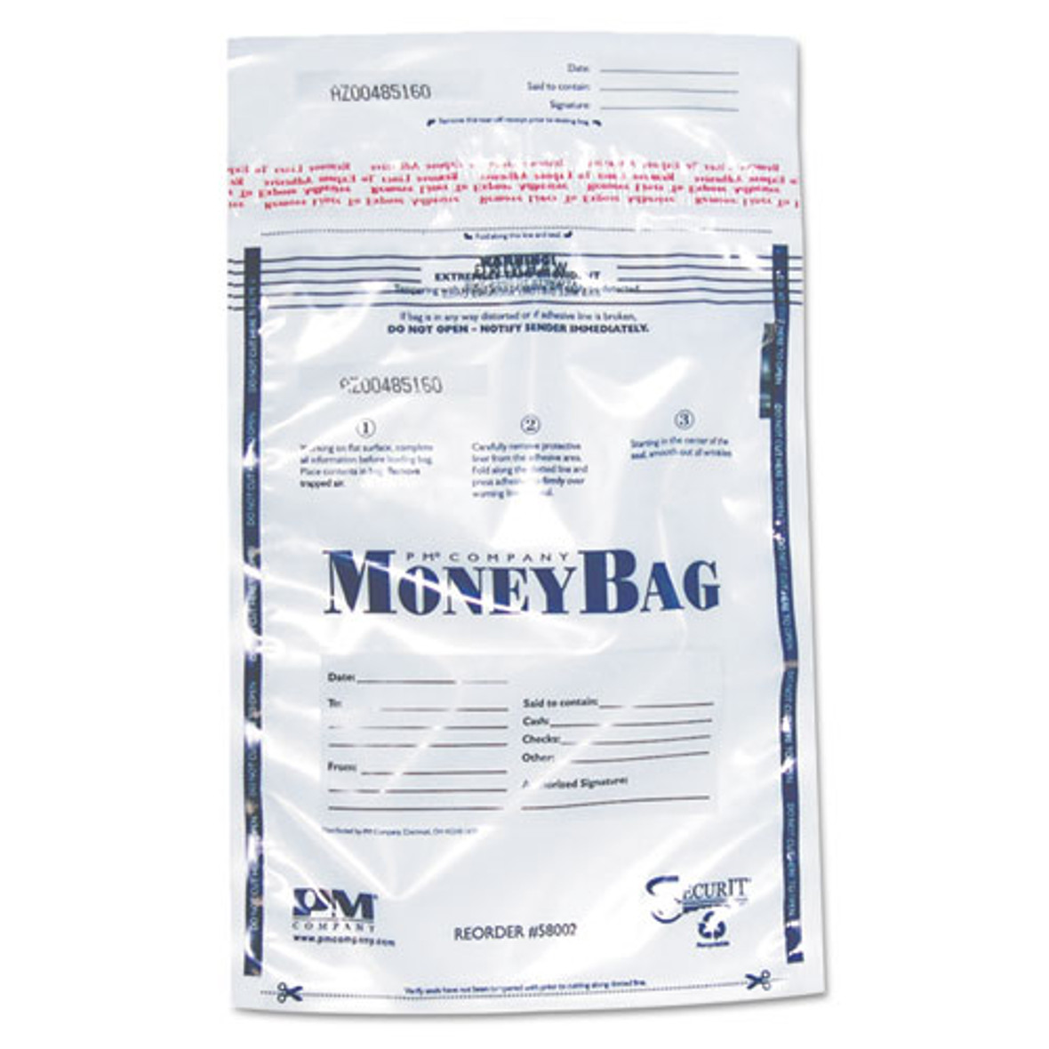 SecurIT®Tamper-Evident Deposit Bag, Plastic, 9 x 12, White, 100/Pack