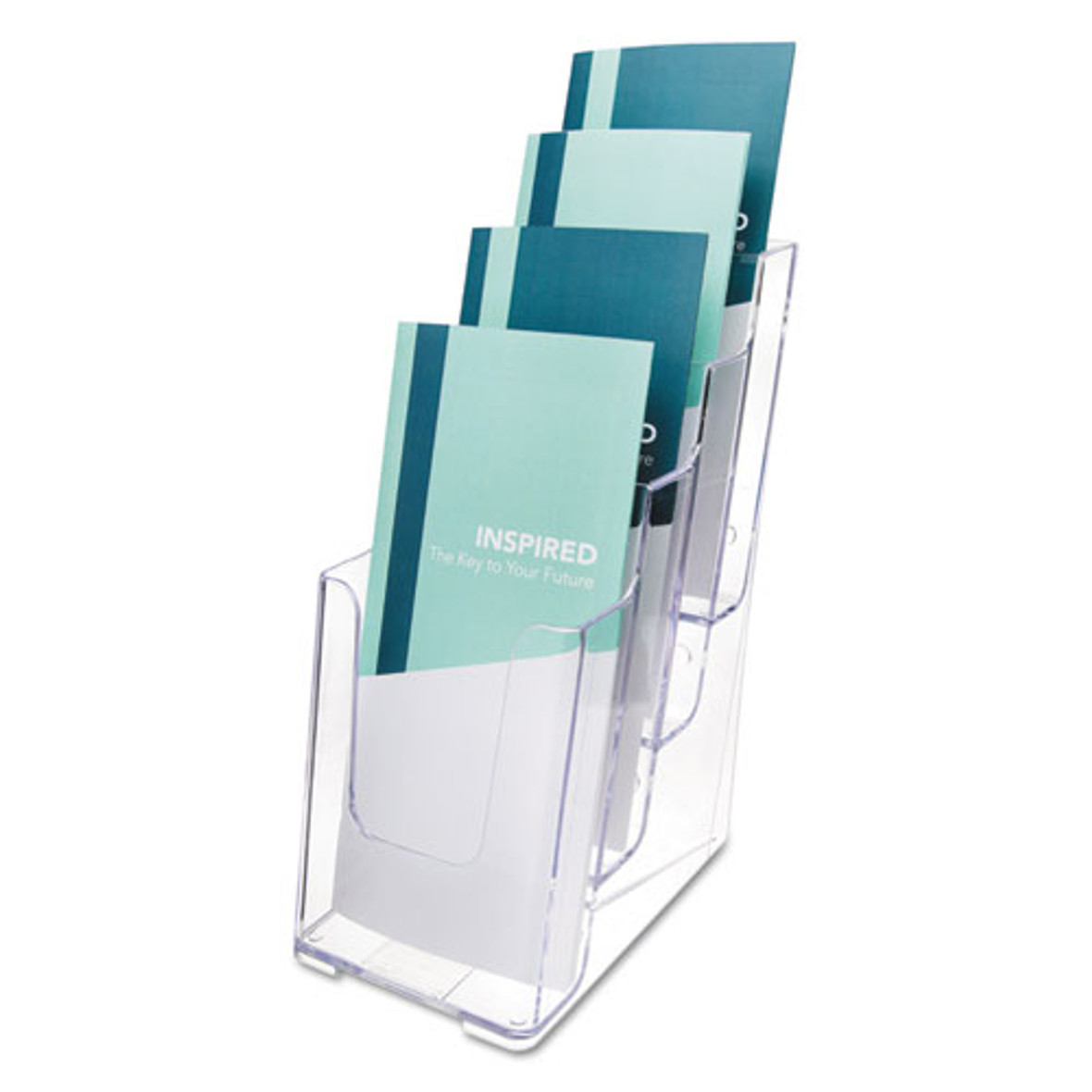 Deflecto® 6-Compartment DocuHolder, Leaflet Size, 9.63w x 6.25d x 12.63h, Clear