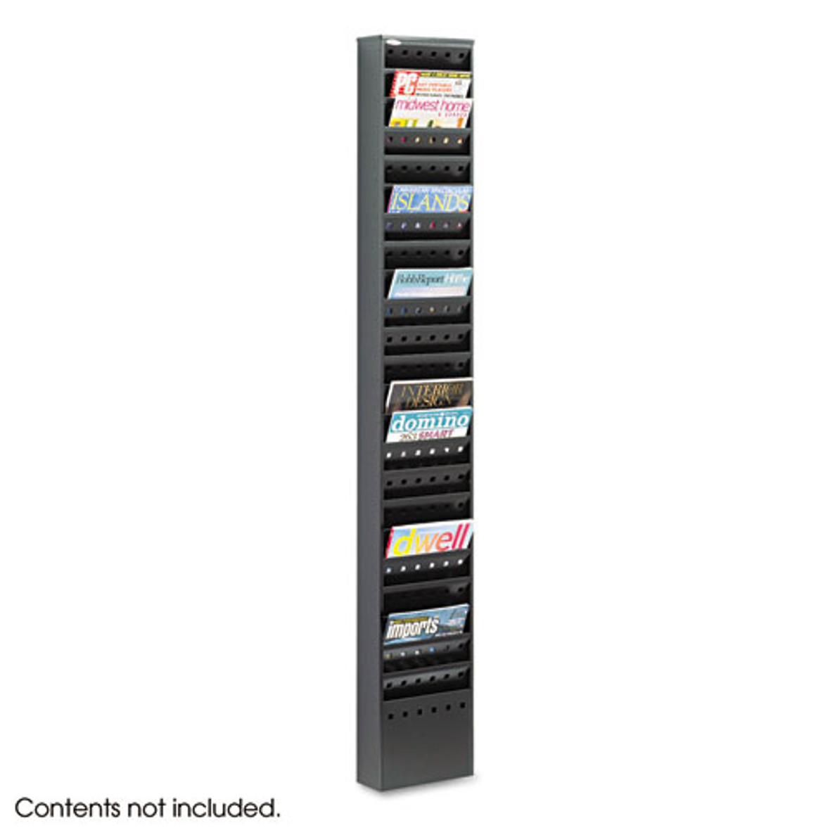 Safco® Steel Magazine Rack, 23 Compartments, 10w x 4d x 65.5h, Gray