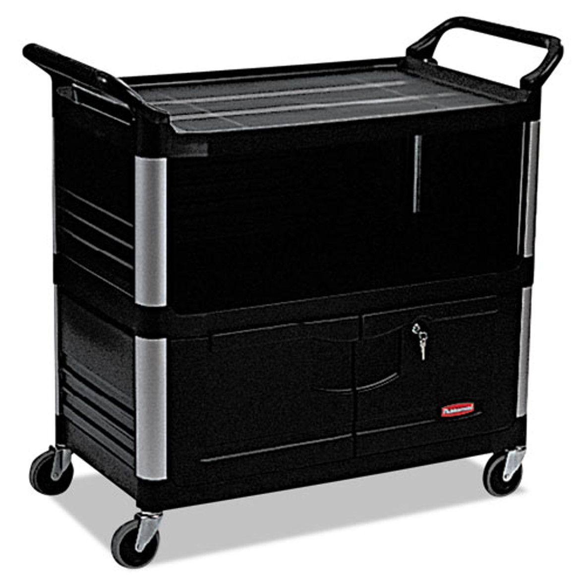 Rubbermaid® Xtra Equipment Cart, 300-lb Capacity, Three-shelf, 20.75w x 40.63d x 37.8h, Black (1 Each/Carton)